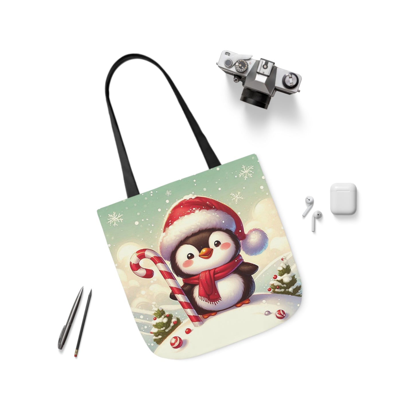 Cute Christmas Santa Penguin Shoulder Tote Bag