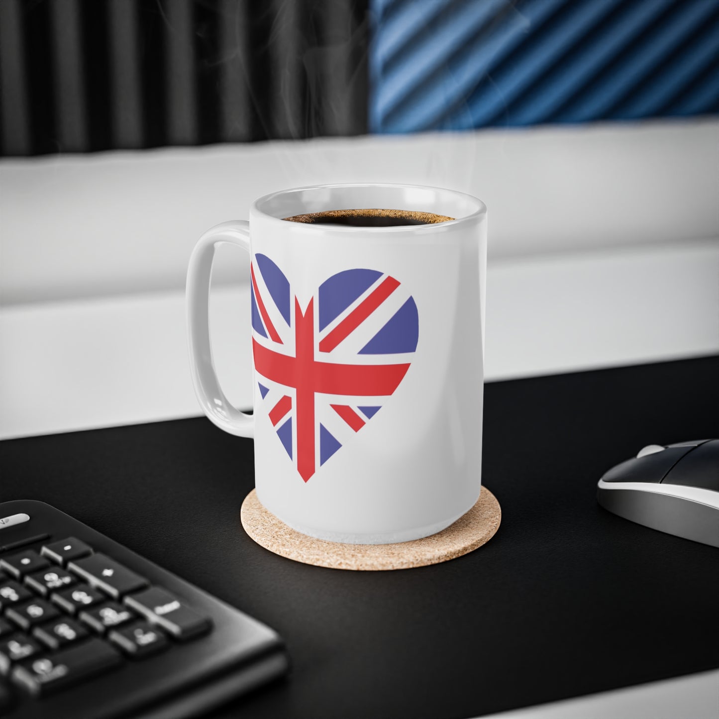 Union Jack Flag Heart Coffee Mug