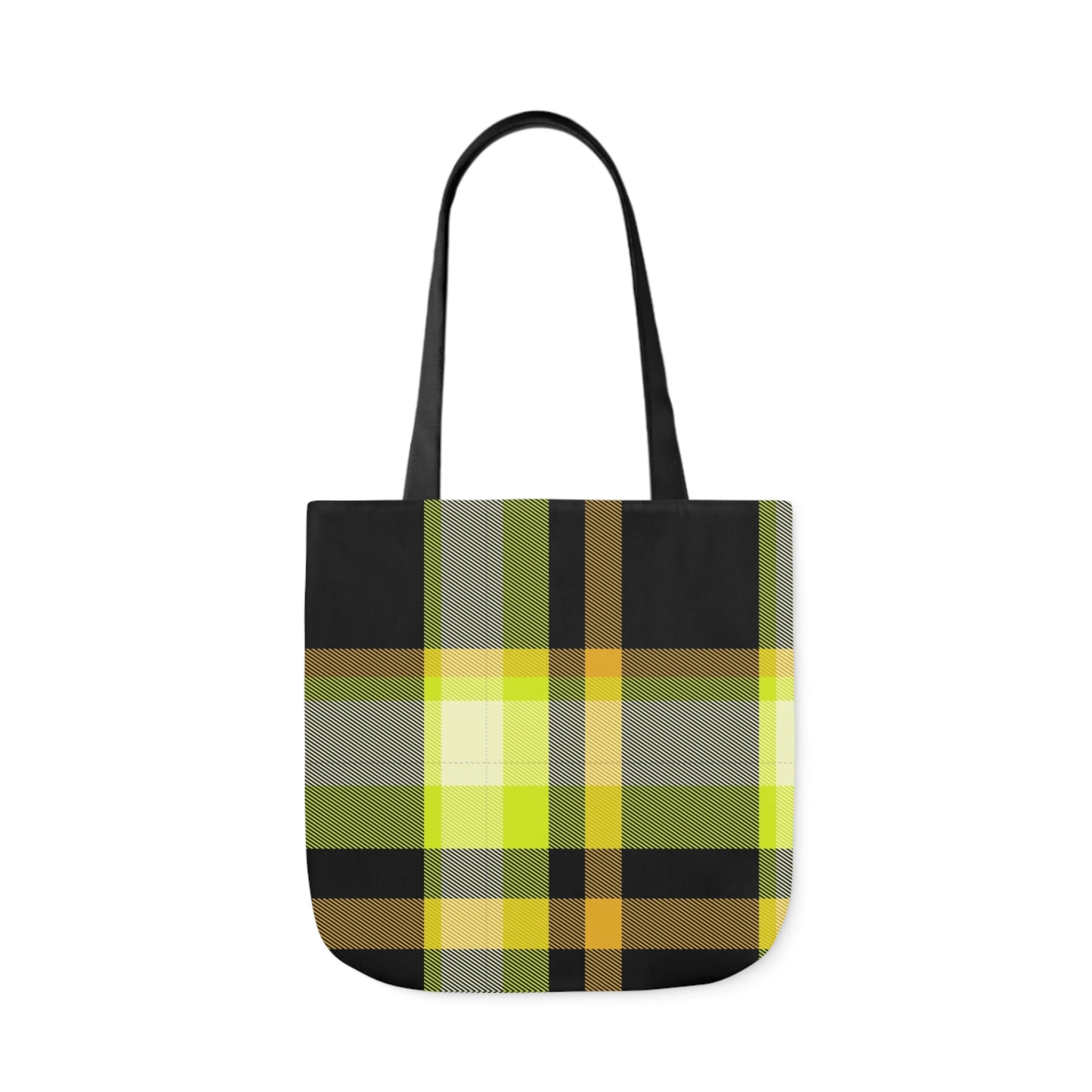 Black And Yellow Tartan Pattern Shoulder Tote Bag