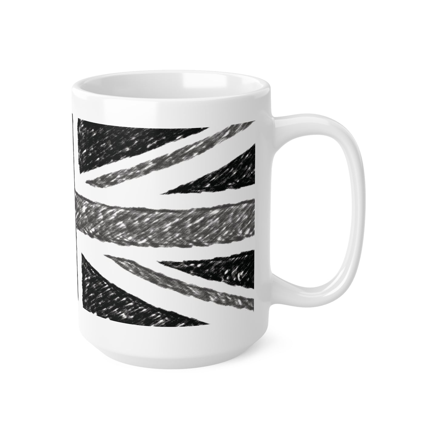 Union Jack Flag Charcoal  Wrap Around Coffee Mug