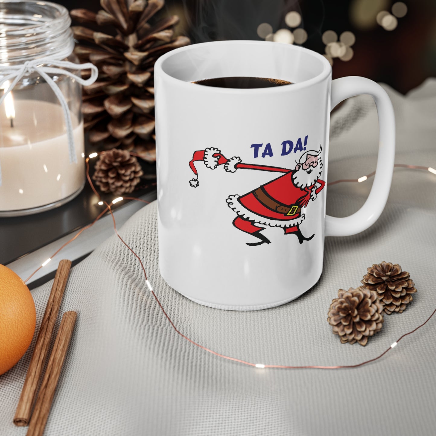 Christmas Santa Claus Bowing Ta Da Coffee Mug