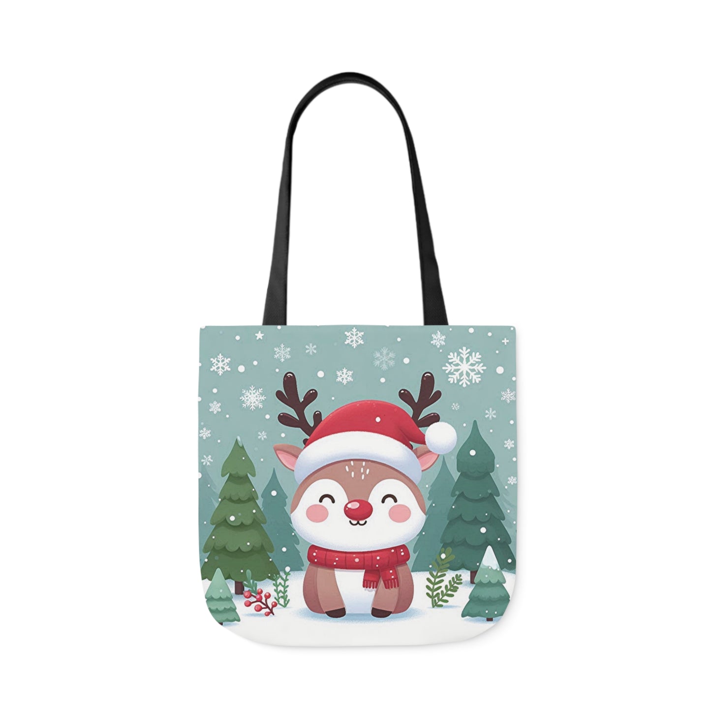 Cute Santa Reindeer Smiling Shoulder Tote Bag