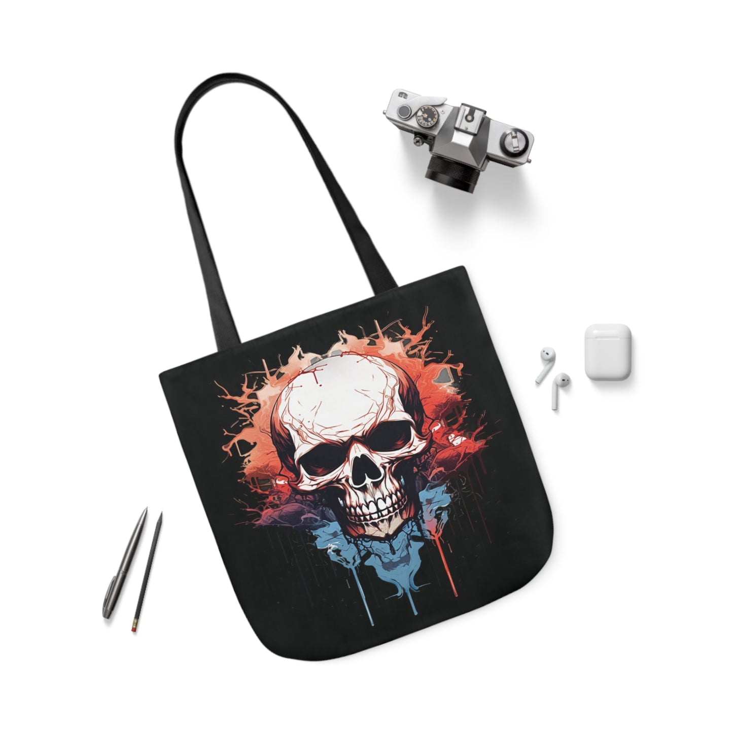 Skull Watercolour Painting Shoulder Tote Bag