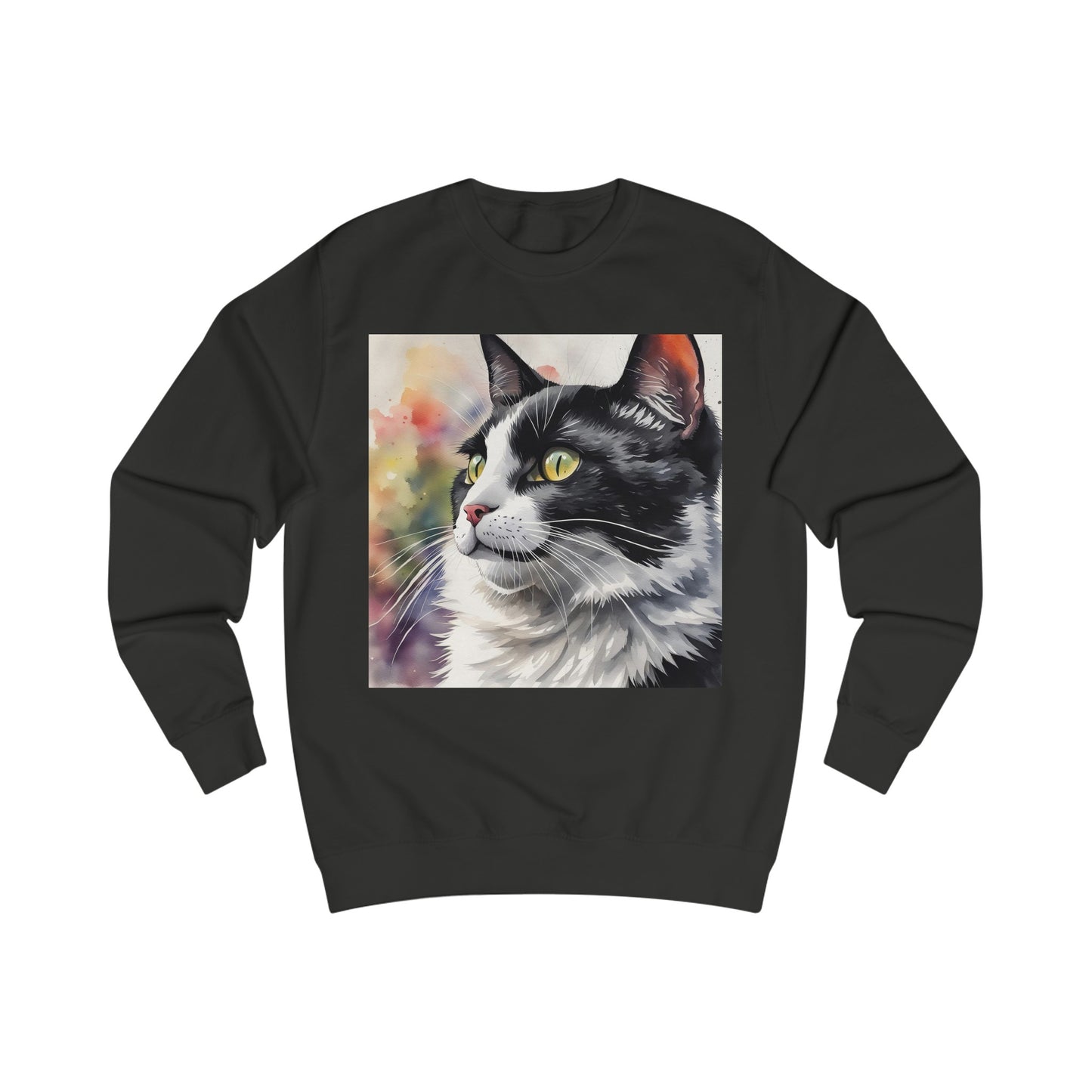 Black And White Cat Cute Watercolor Sweatshirt