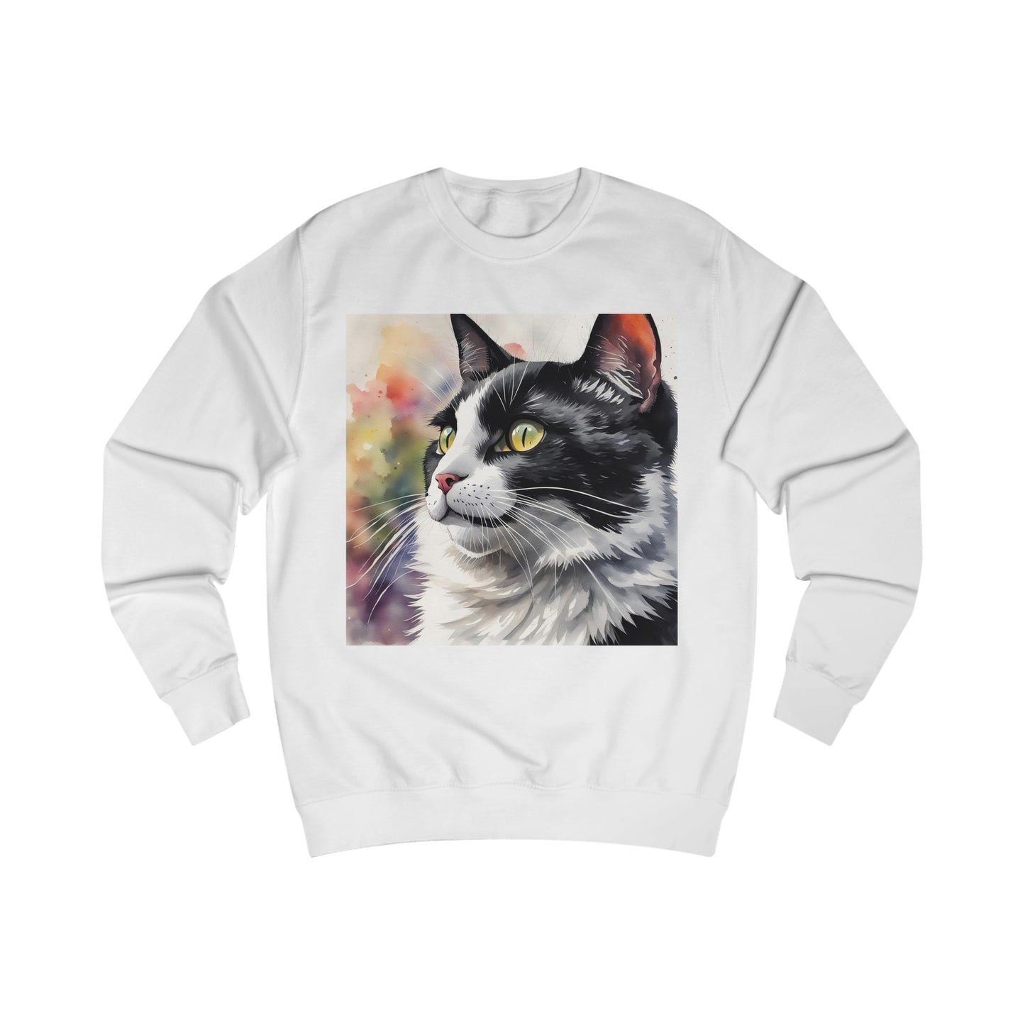 Black And White Cat Cute Watercolor Sweatshirt