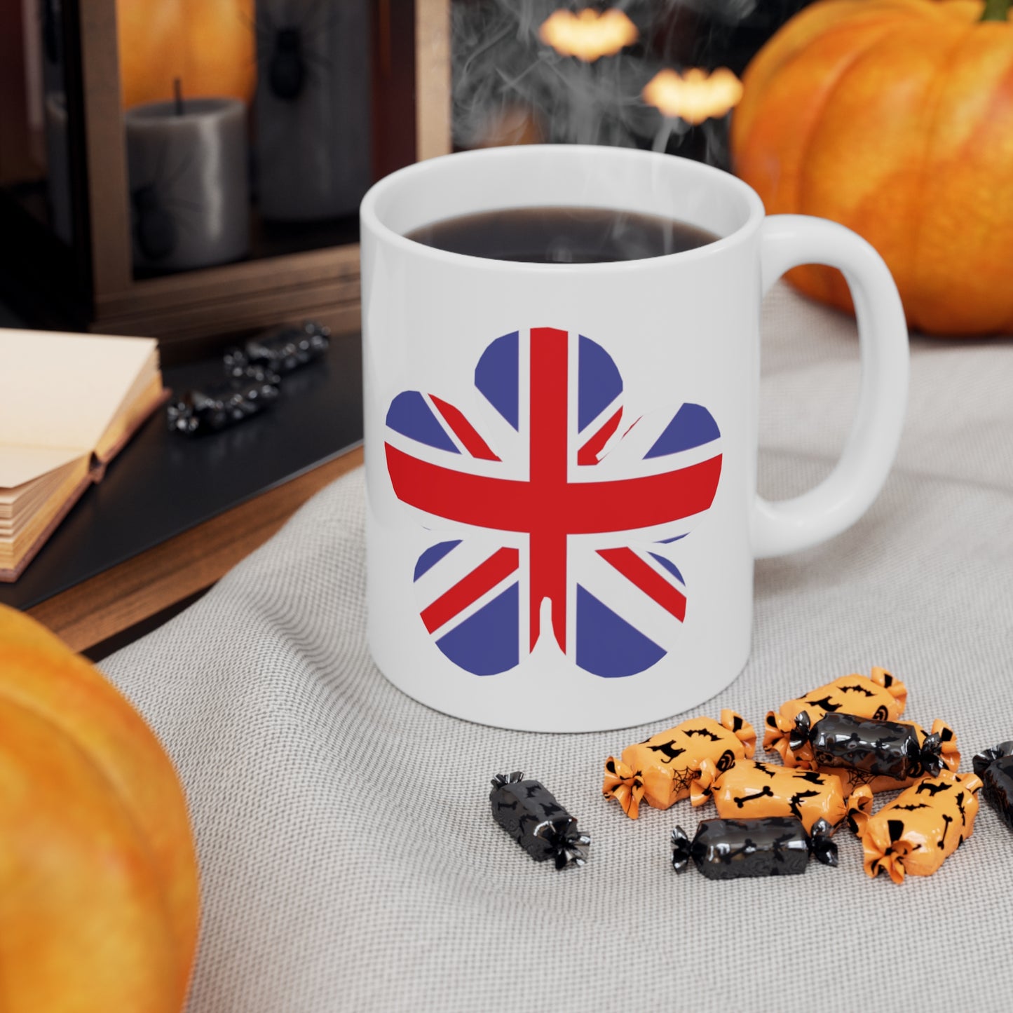 Union Jack Flag Flower Coffee Mug