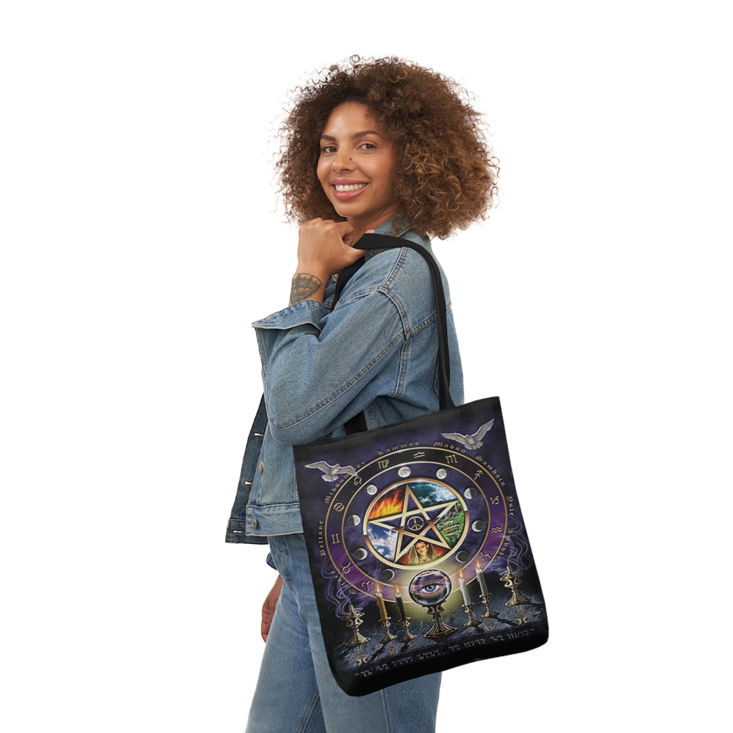 Witches Magical Altar Pentagram Shoulder Tote Bag