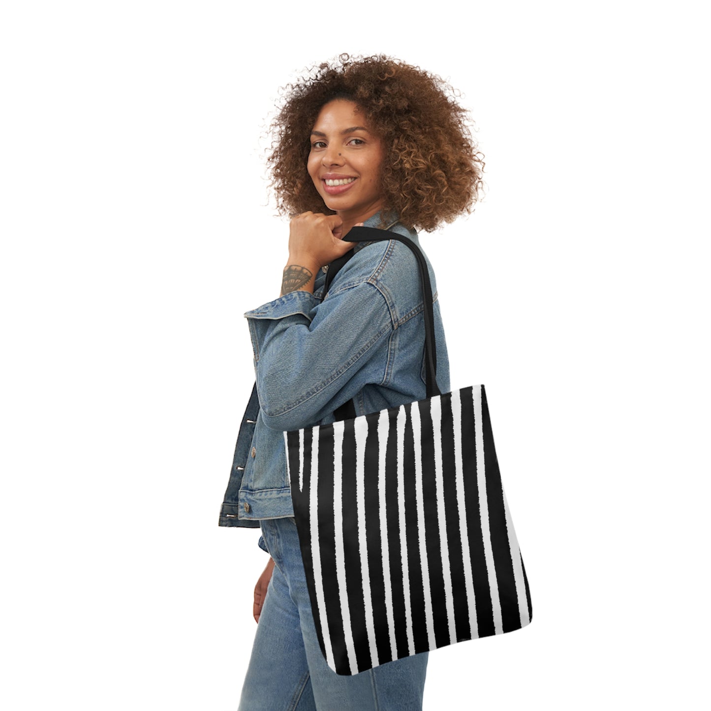 Zebra Stripes Print Pattern Shoulder Tote Bag