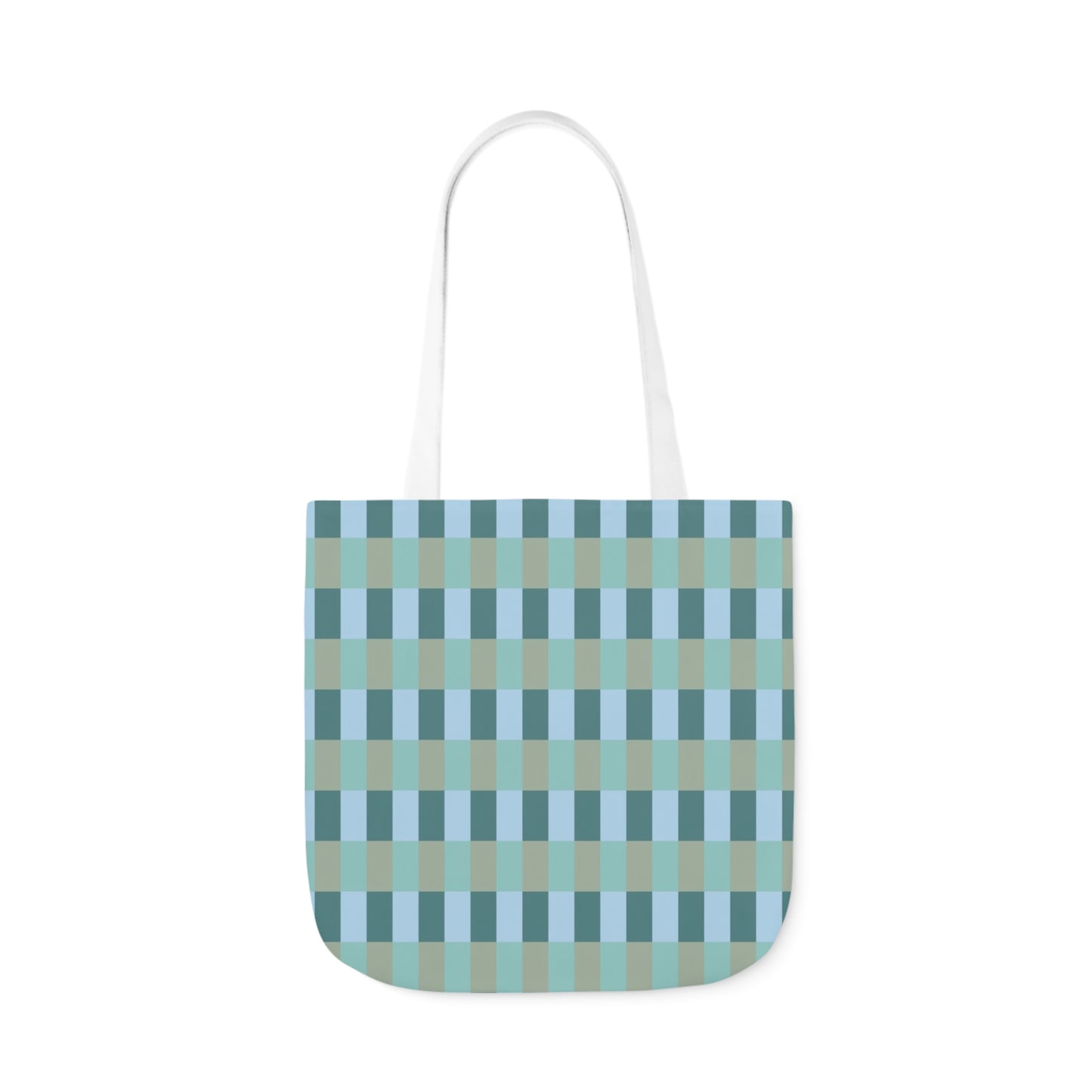 Blue And Green Gingham Check Pattern Shoulder Tote Bag