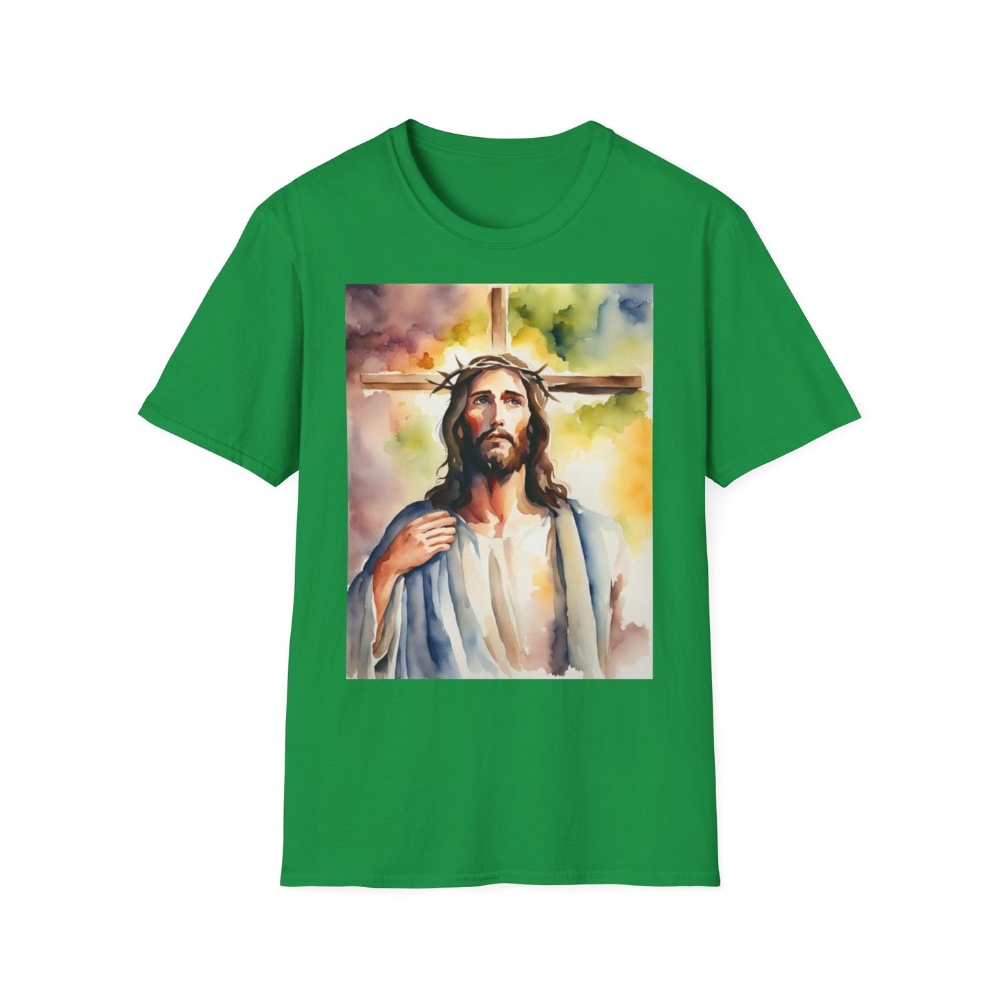 Jesus Christ Cross Watercolor Portrait Painting T-Shirt