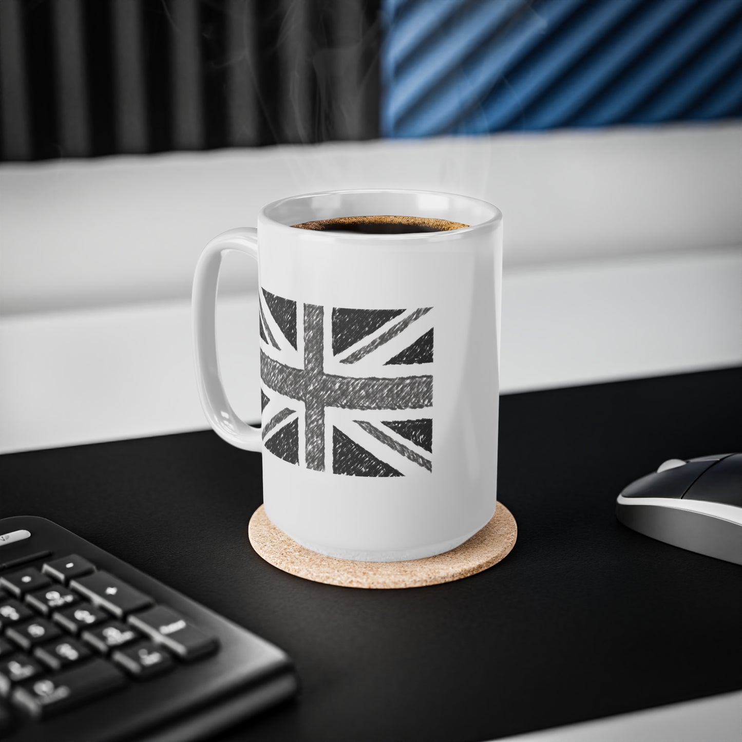 Union Jack Flag Charcoal Coffee Mug