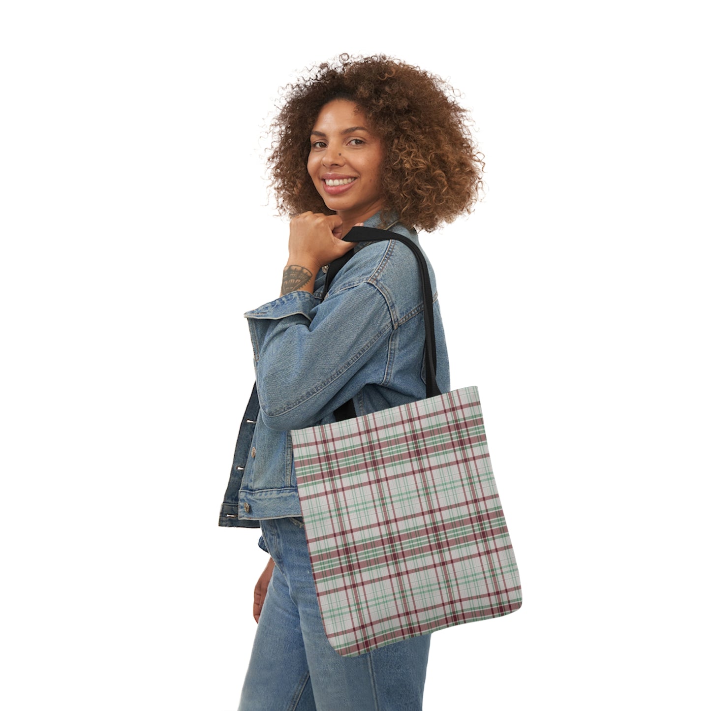 Brown And Green Plaid Tartan Pattern Shoulder Tote Bag