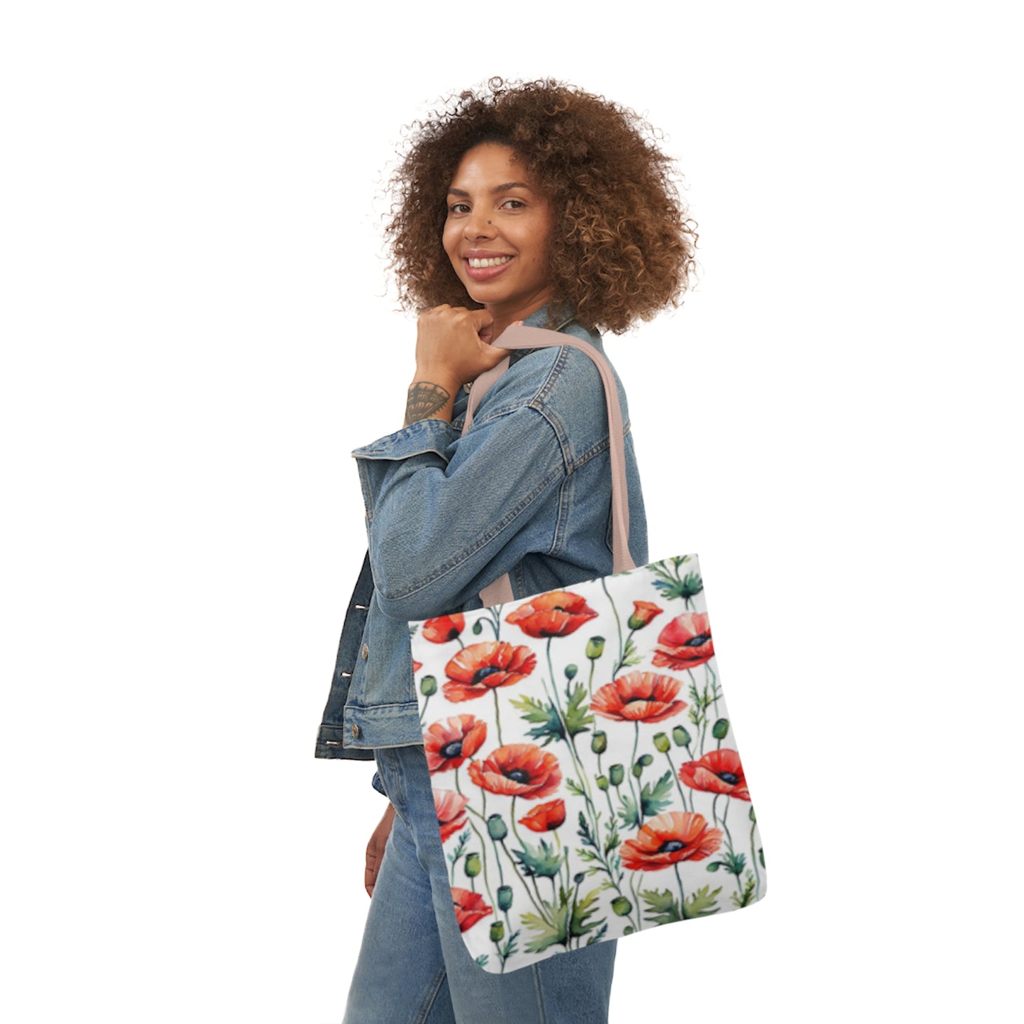 Red Poppies Shoulder Tote Bag