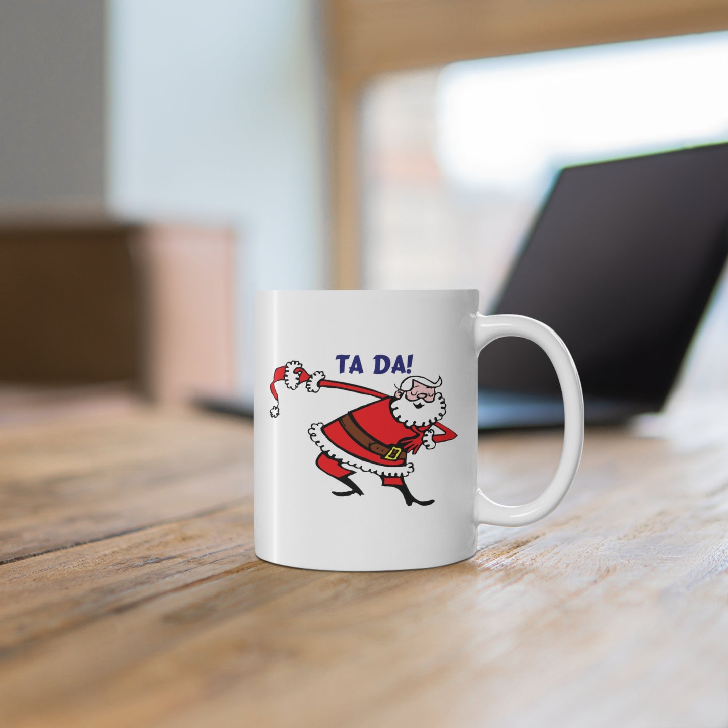 Christmas Santa Claus Bowing Ta Da Coffee Mug