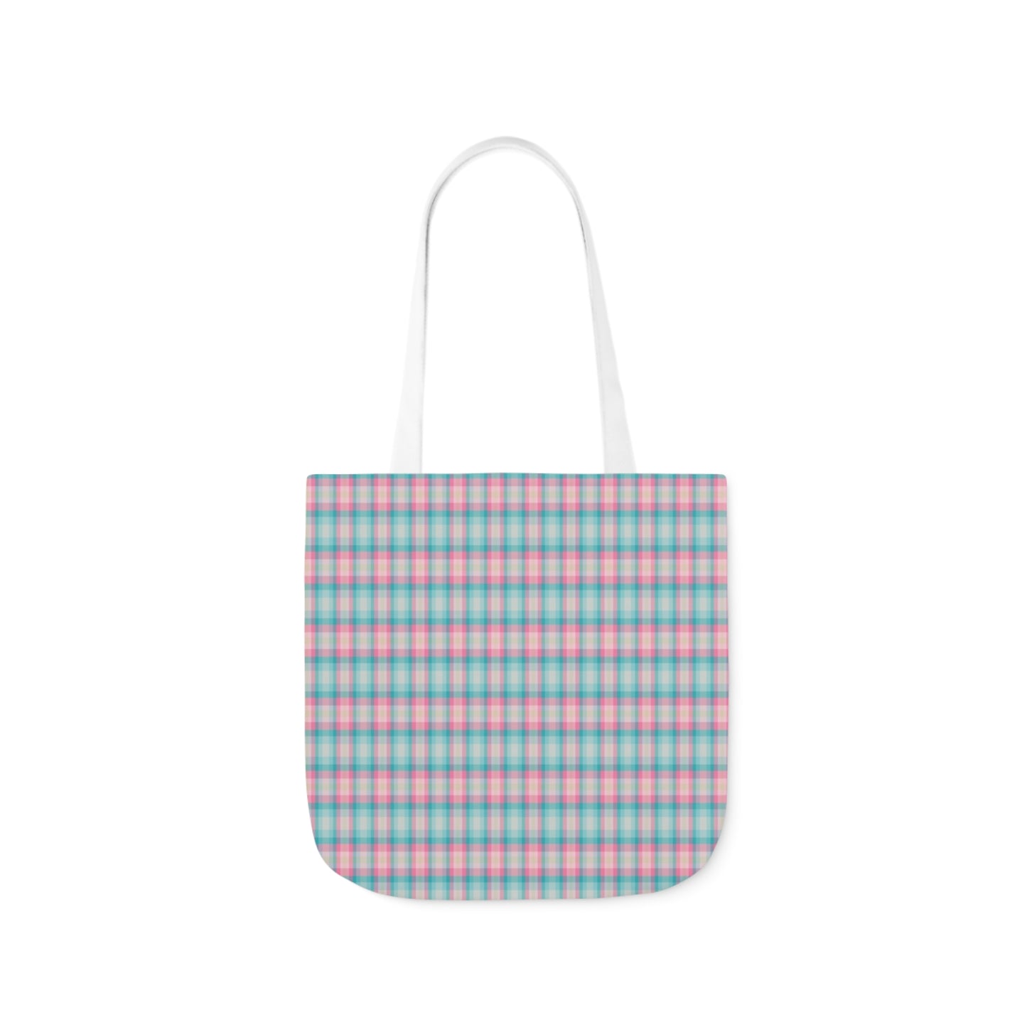 Baby Blue And Light Pink Gingham Check Pattern Shoulder Tote Bag