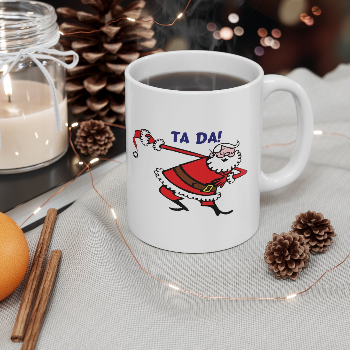 Christmas Santa Claus Bowing Ta Da Coffee Mug