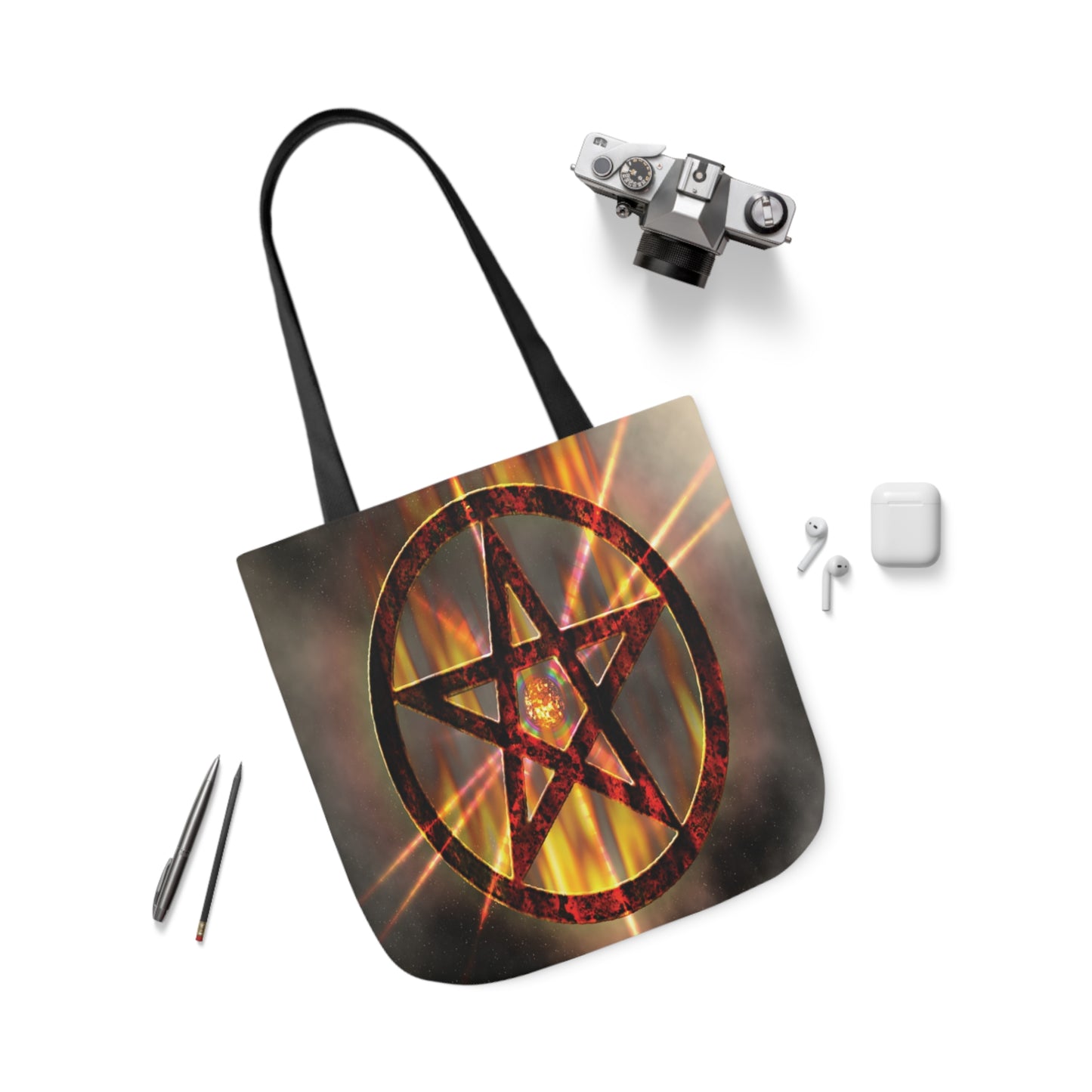 Magic Burning Pentagram Witches Pentacle Shoulder Tote Bag