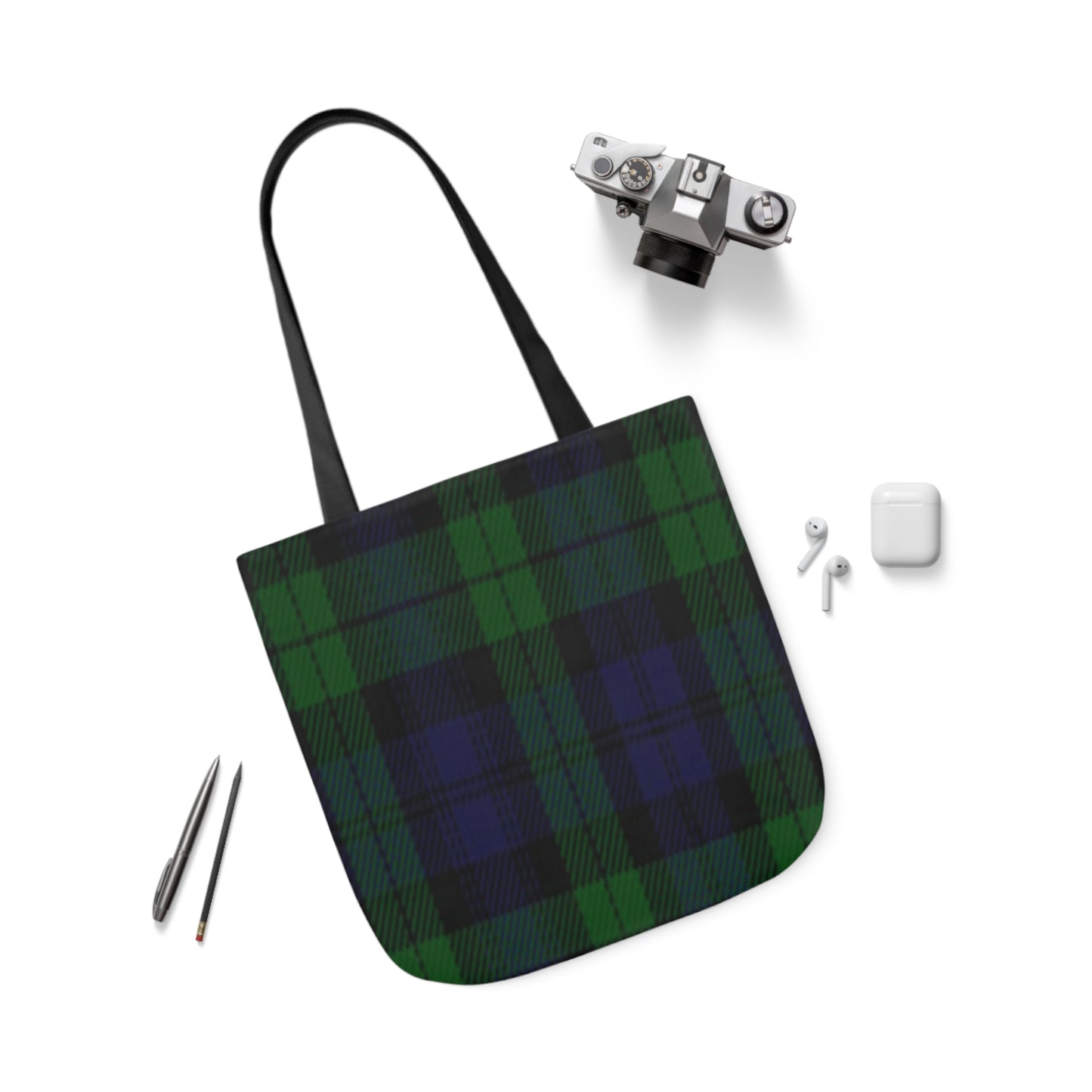 Blue And Green Scottish Sunderland Tartan Shoulder Tote Bag