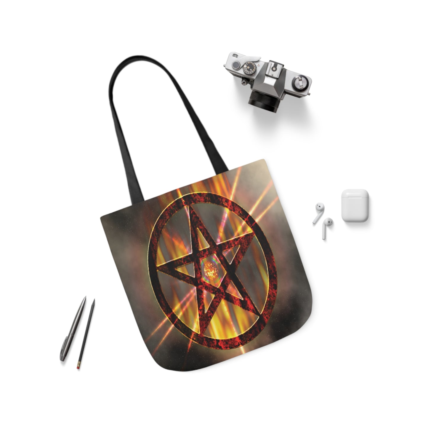 Magic Burning Pentagram Witches Pentacle Shoulder Tote Bag