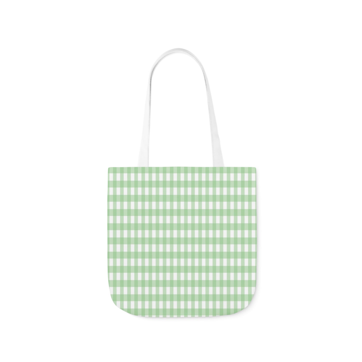 Mint Green Check Pattern Shoulder Tote Bag