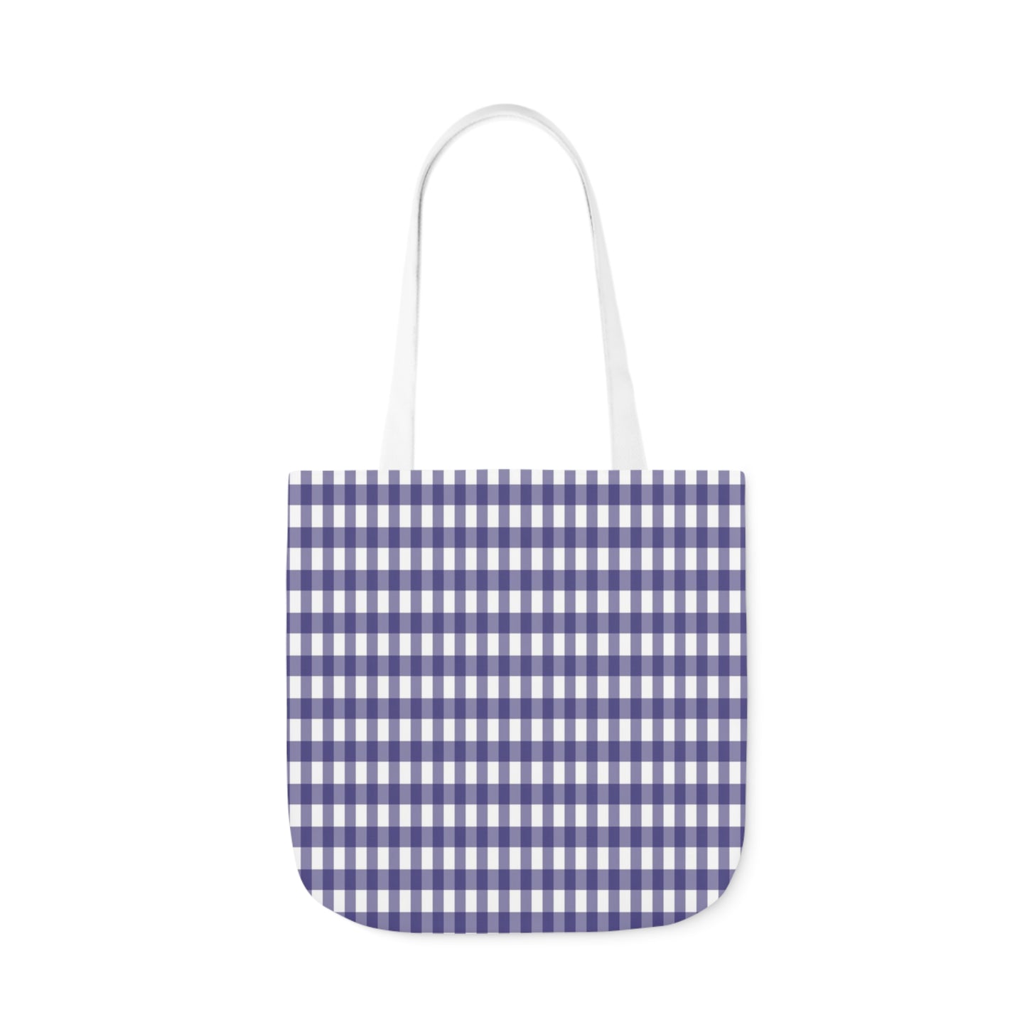 Navy Blue and White Check Pattern Shoulder Tote Bag