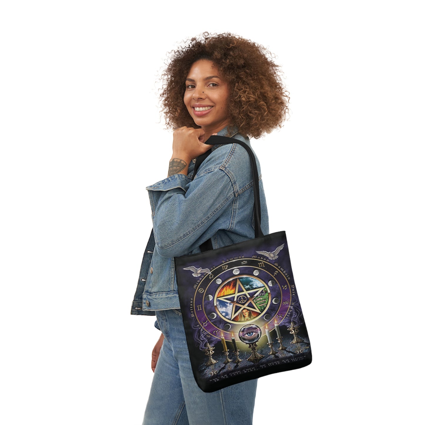 Witches Magical Altar Pentagram Shoulder Tote Bag