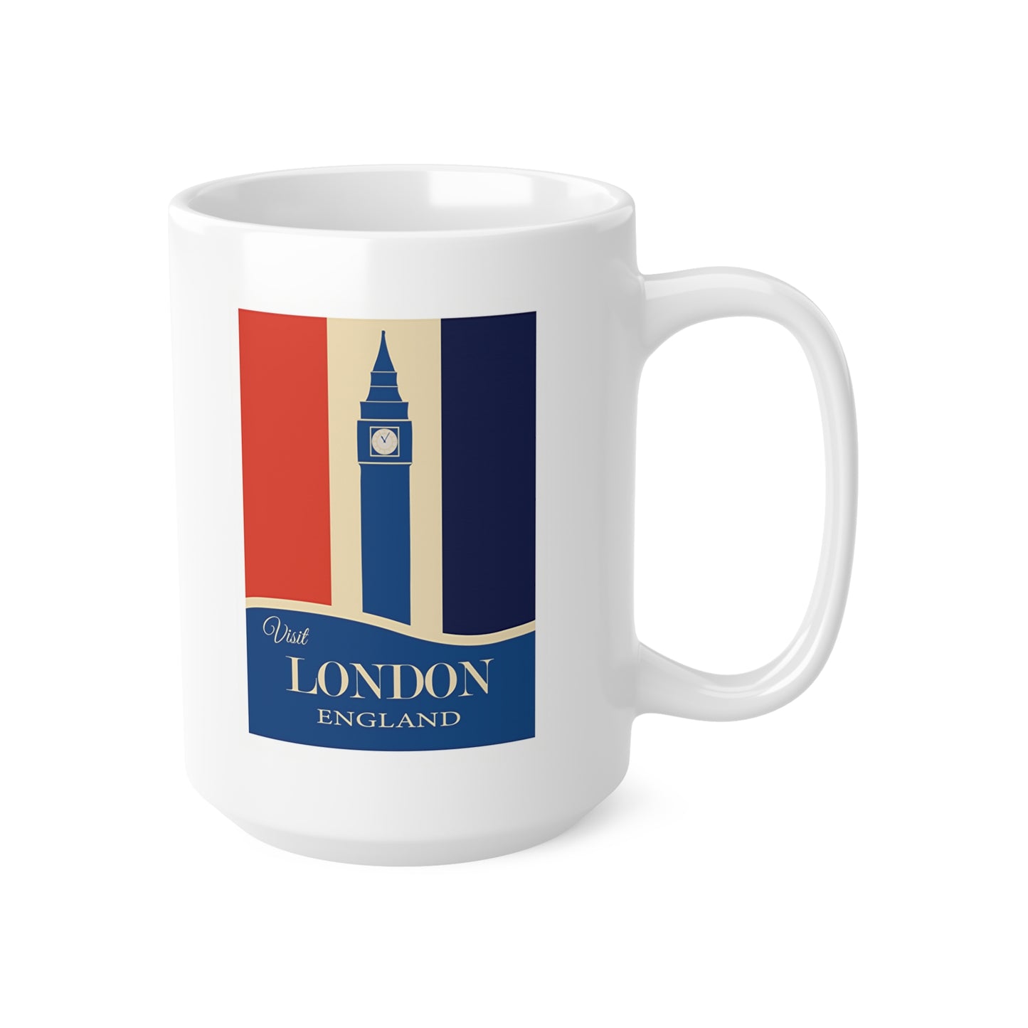 Visit London England Travel Poster Big Ben Coffee Mug