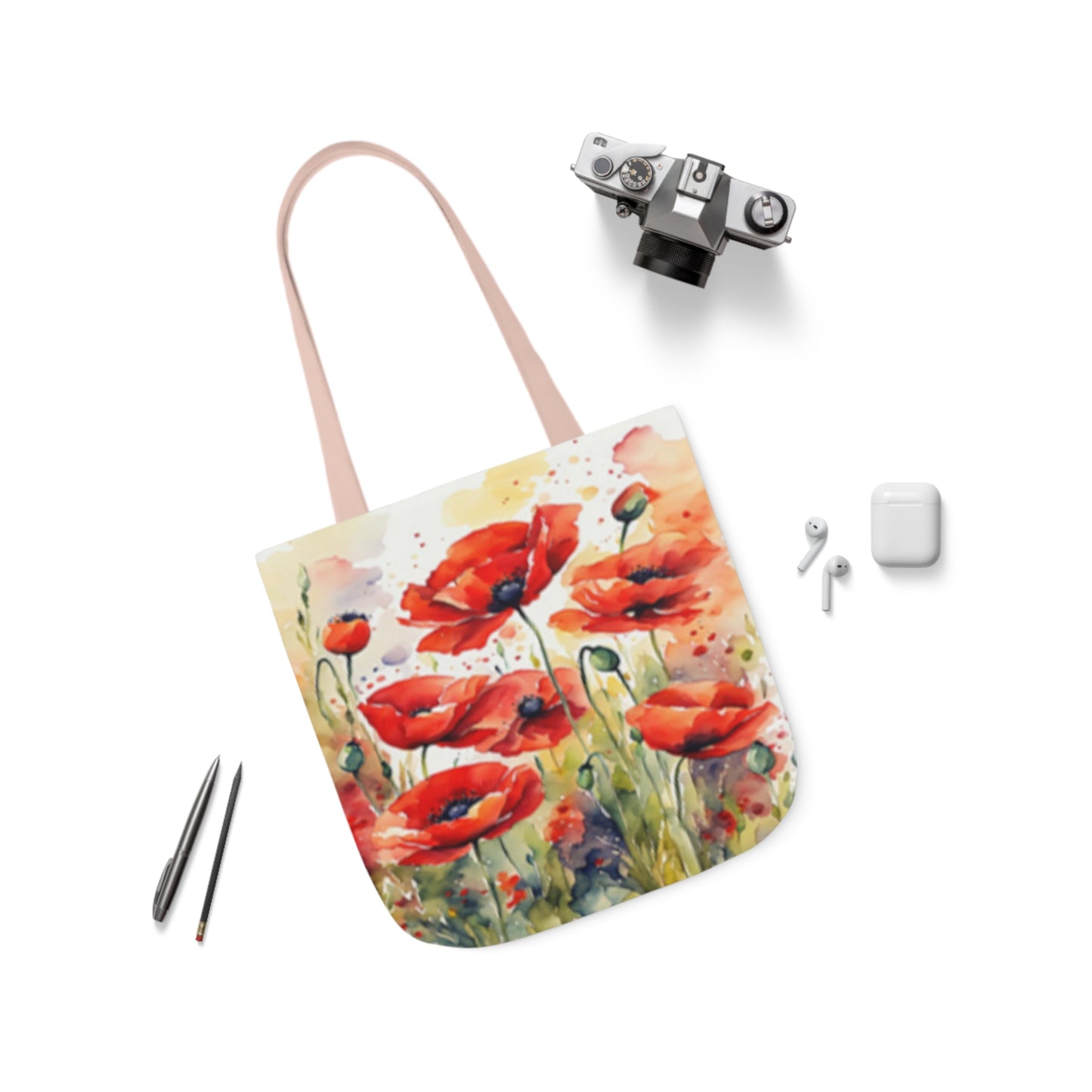 Large Red Poppies Shoulder Tote Bag