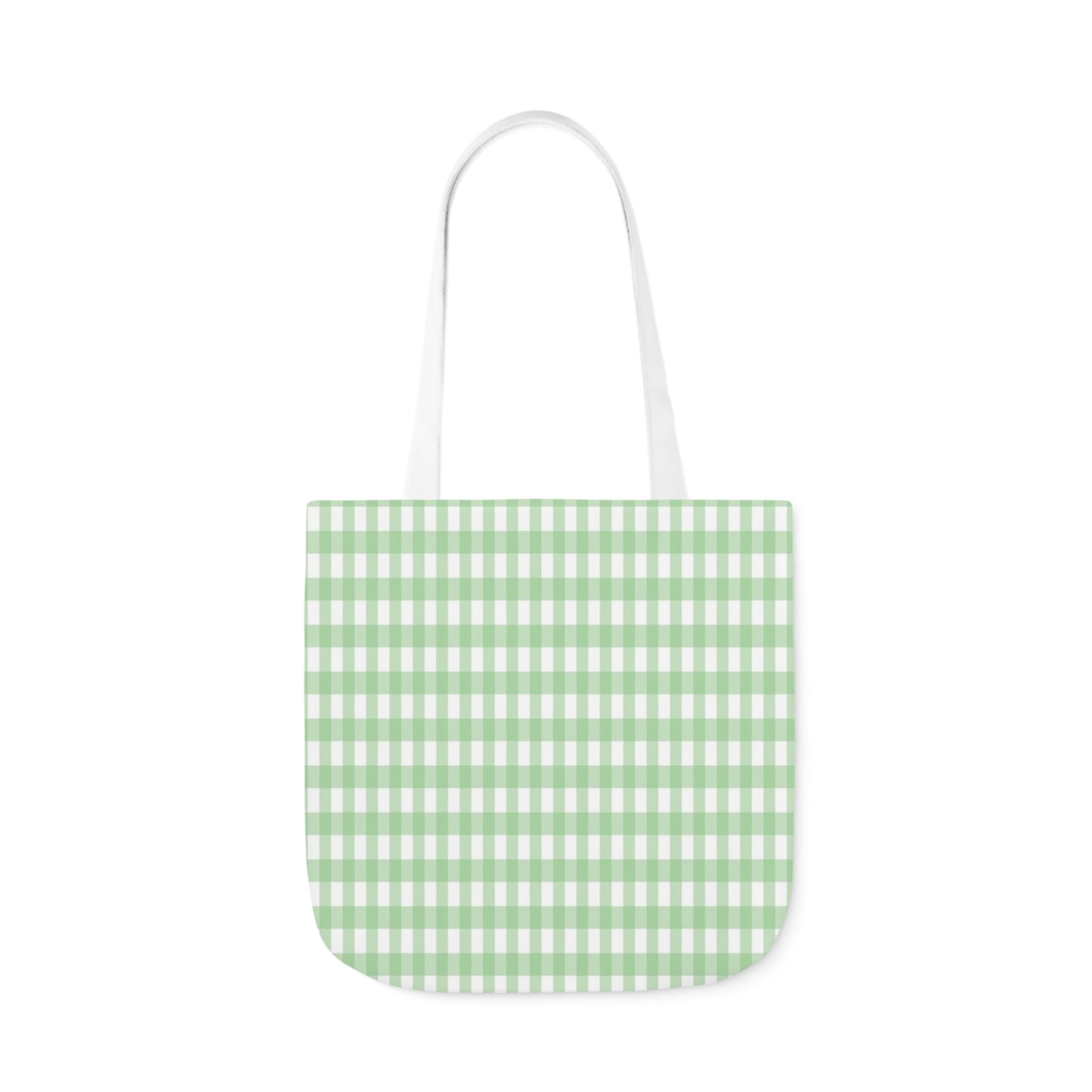 Mint Green Check Pattern Shoulder Tote Bag