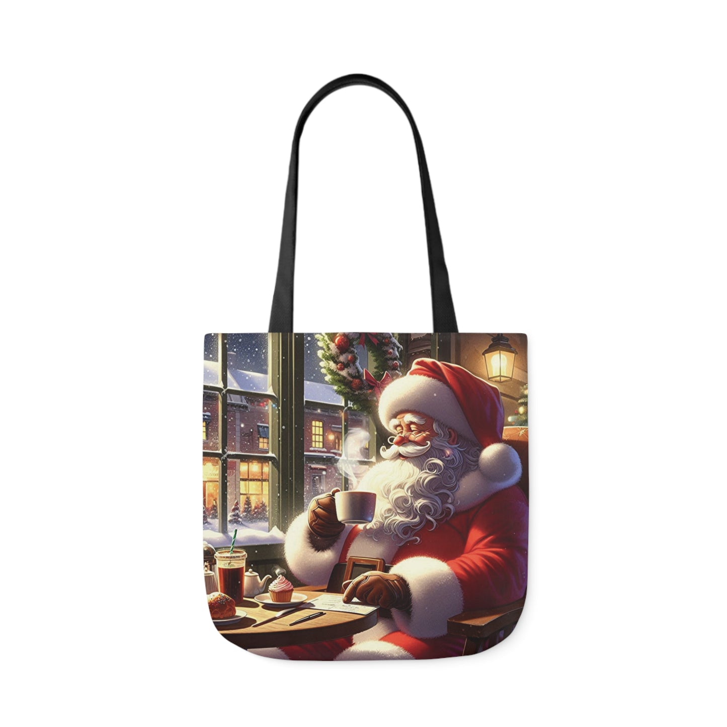 Santa Claus In Coffee Shop Shoulder Tote Bag