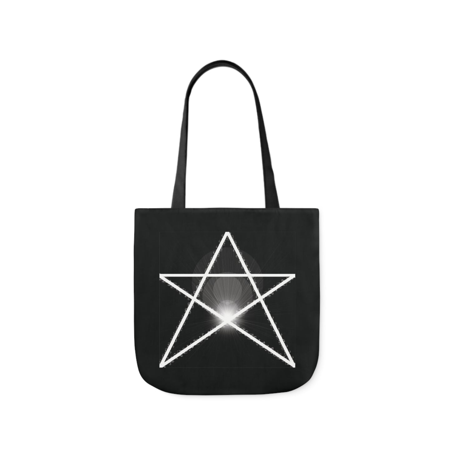 White Pentagram Witches Pentacle Black Shoulder Tote Bag