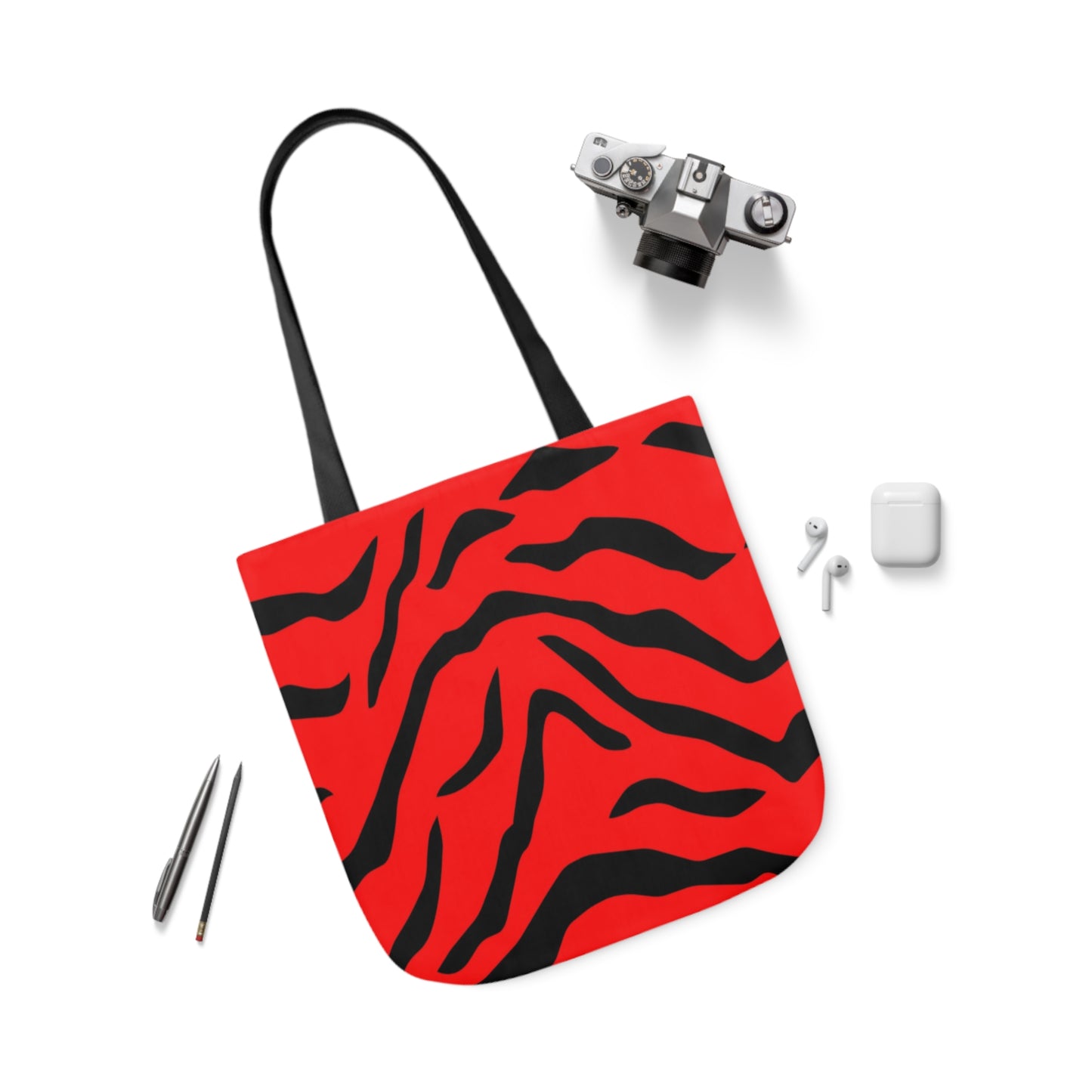 Red Tiger Animal Print Pattern Shoulder Tote Bag