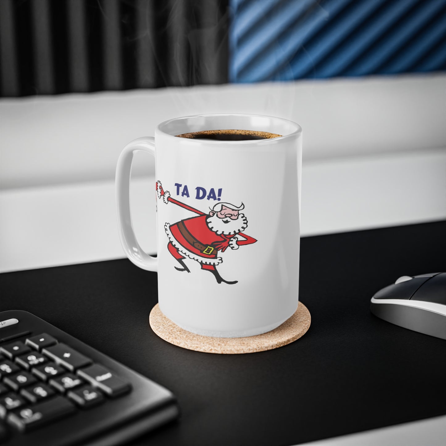 Christmas Santa Claus Bowing Ta Da Coffee Mug