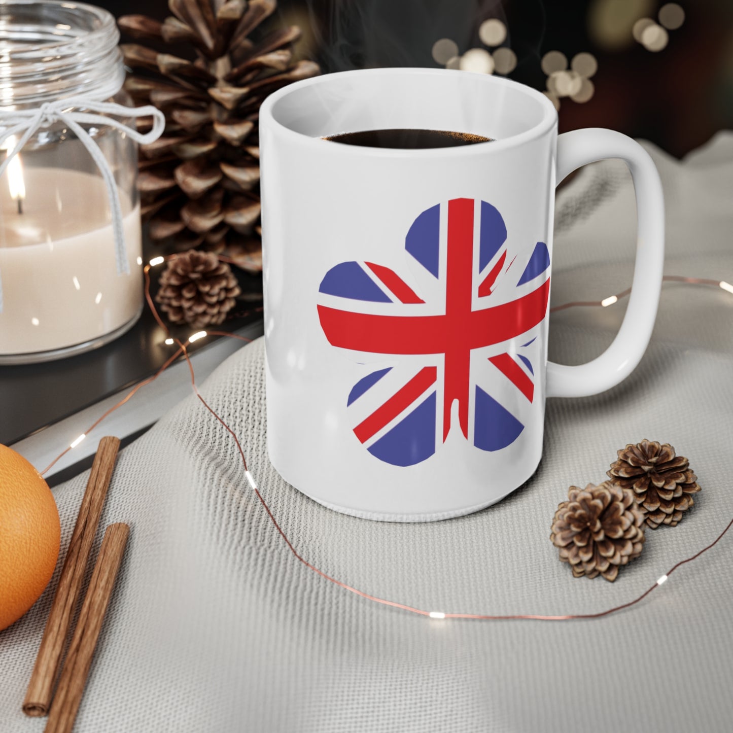 Union Jack Flag Flower Coffee Mug