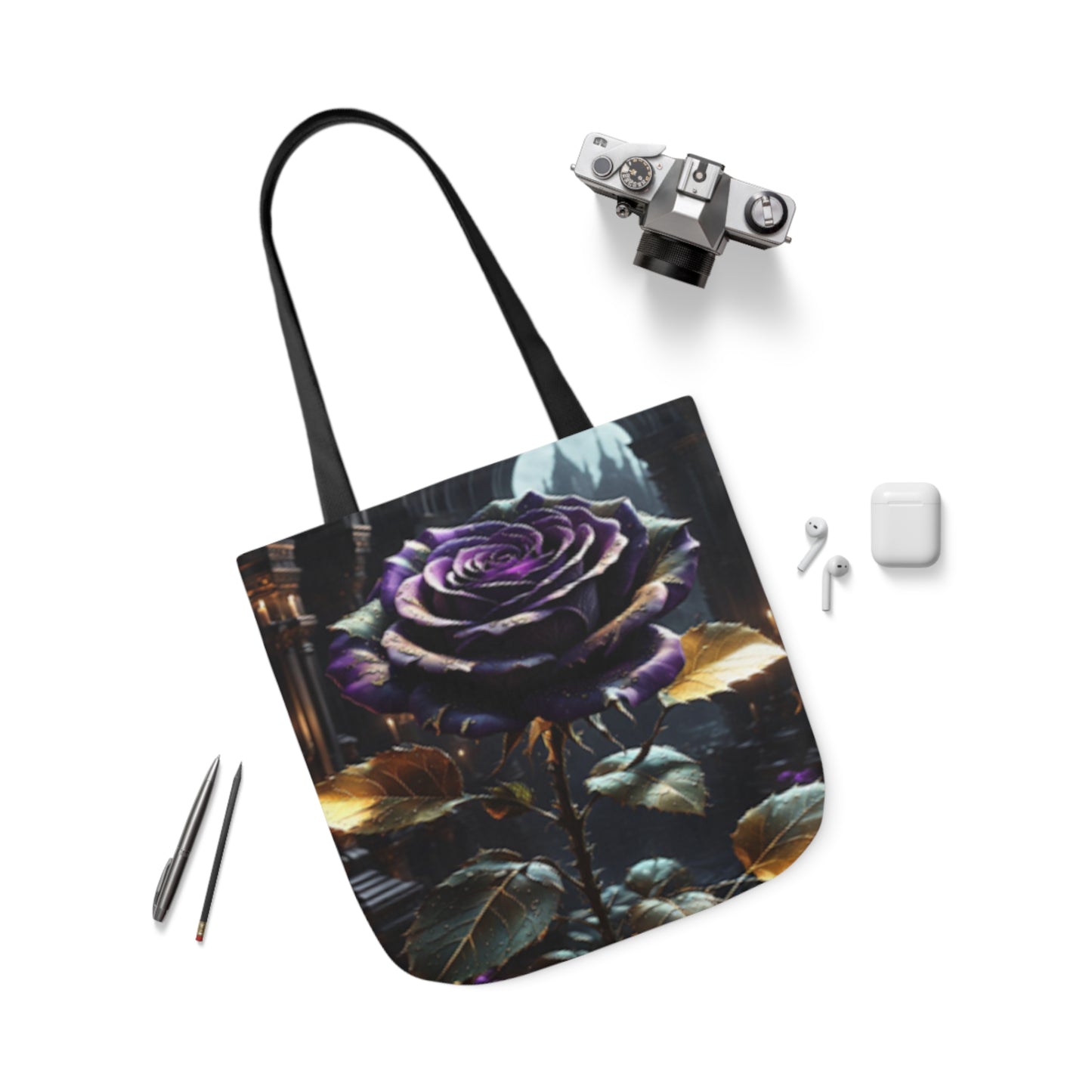 Dark Gothic Rose Shoulder Tote Bag