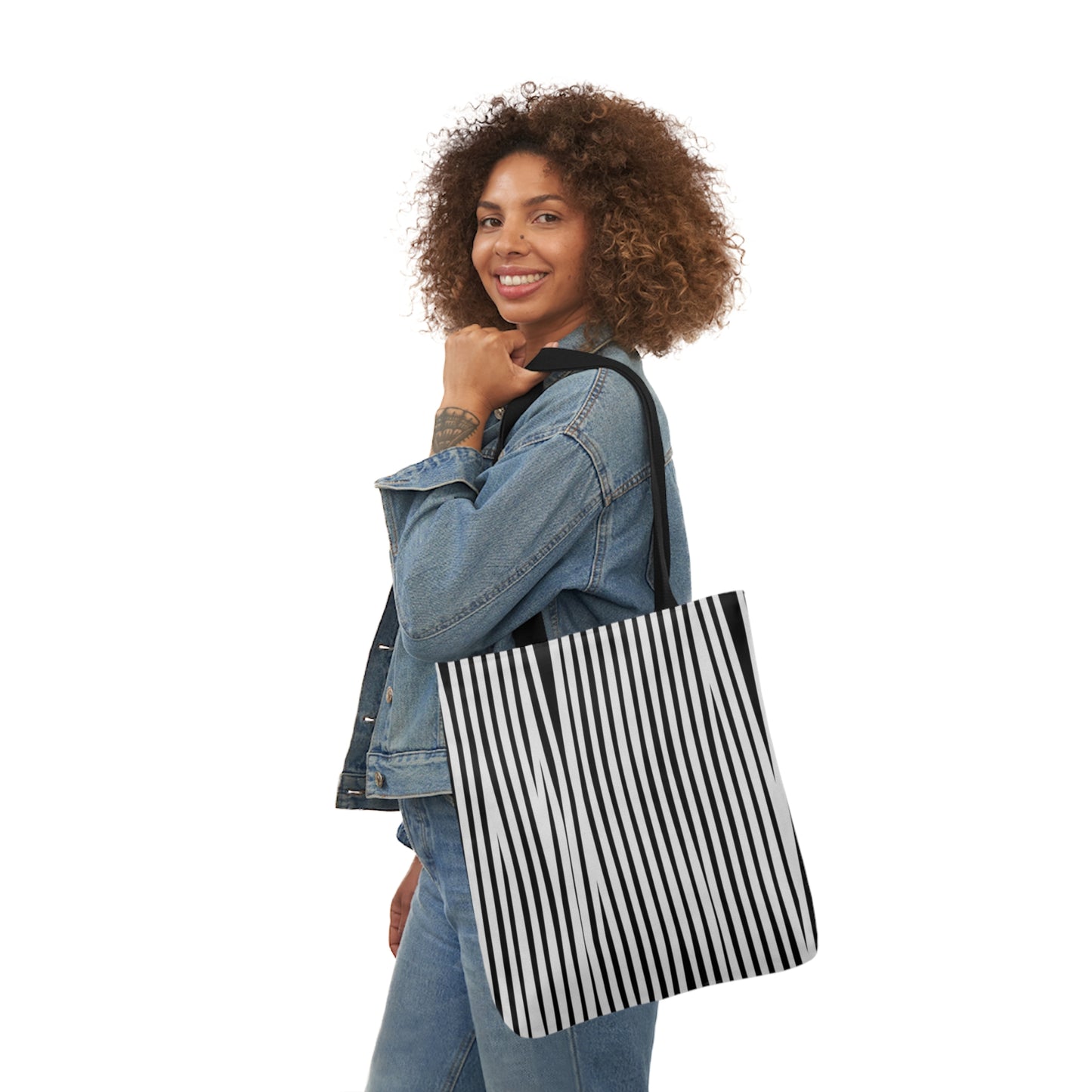 Black And White Animal Stripes Pattern Shoulder Tote Bag