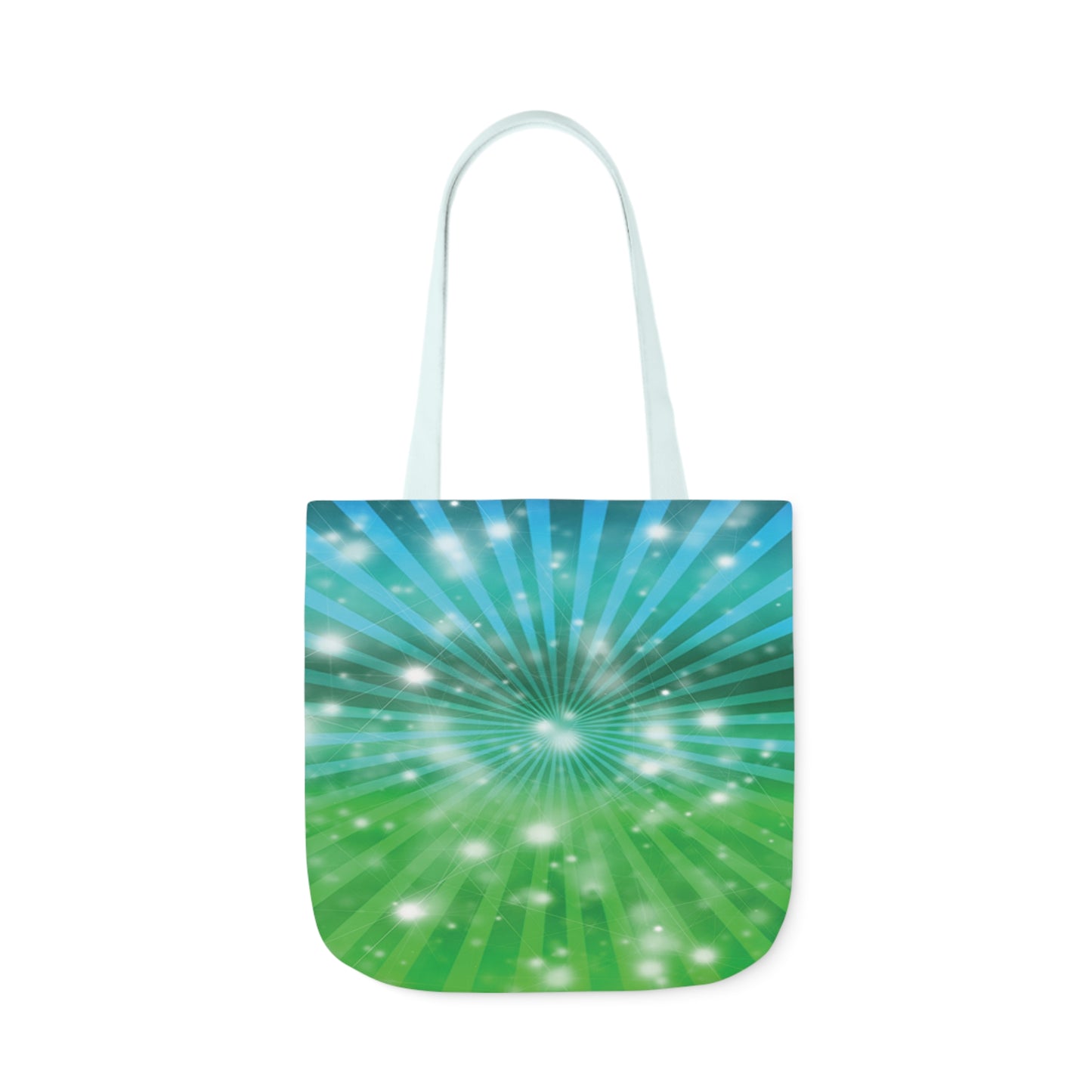 Starburst Blue And Green Stripes Pattern Shoulder Tote Bag