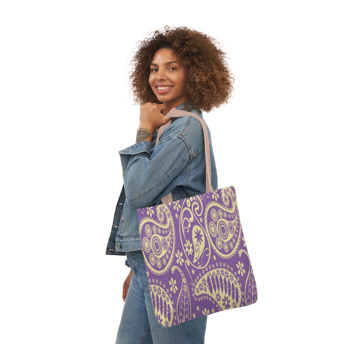 Purple Paisley Pattern Shoulder Tote Bag