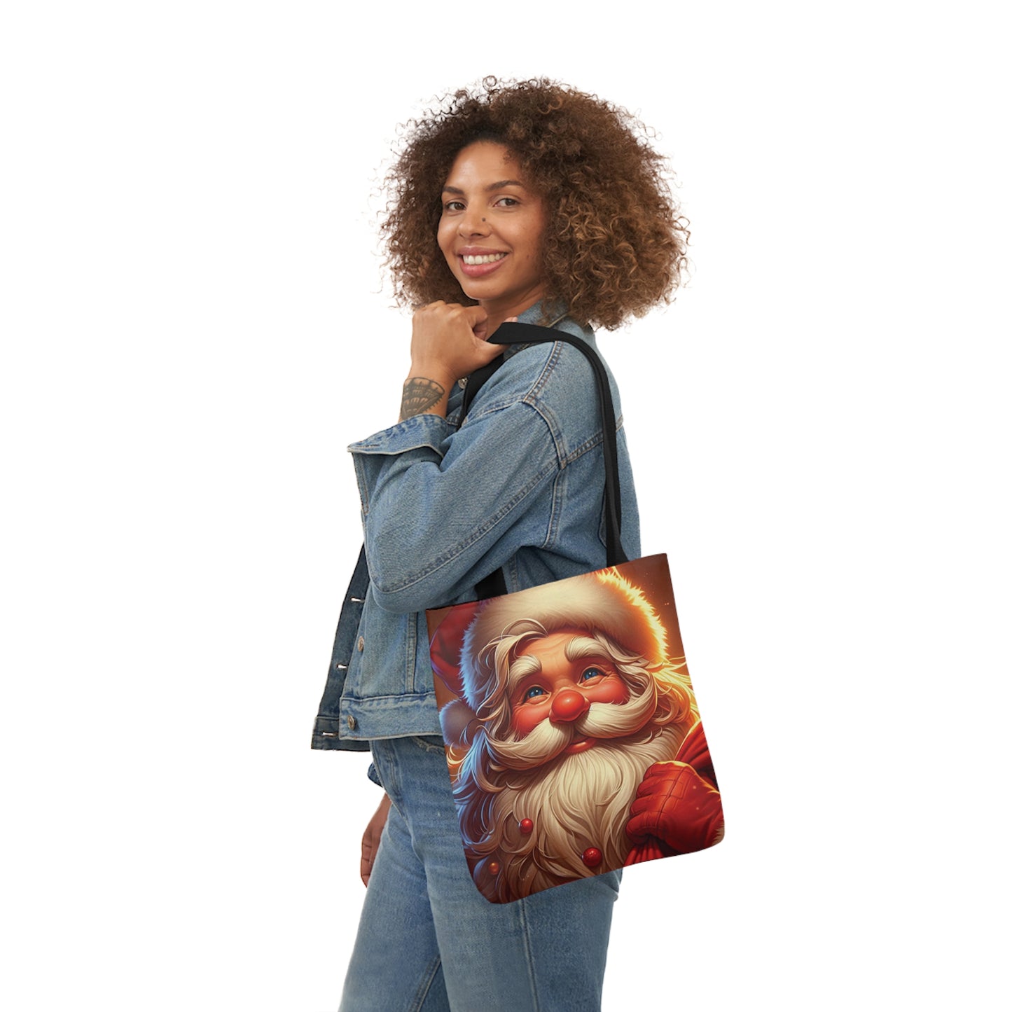 Jolly Saint Nick Christmas Santa Claus Shoulder Tote Bag