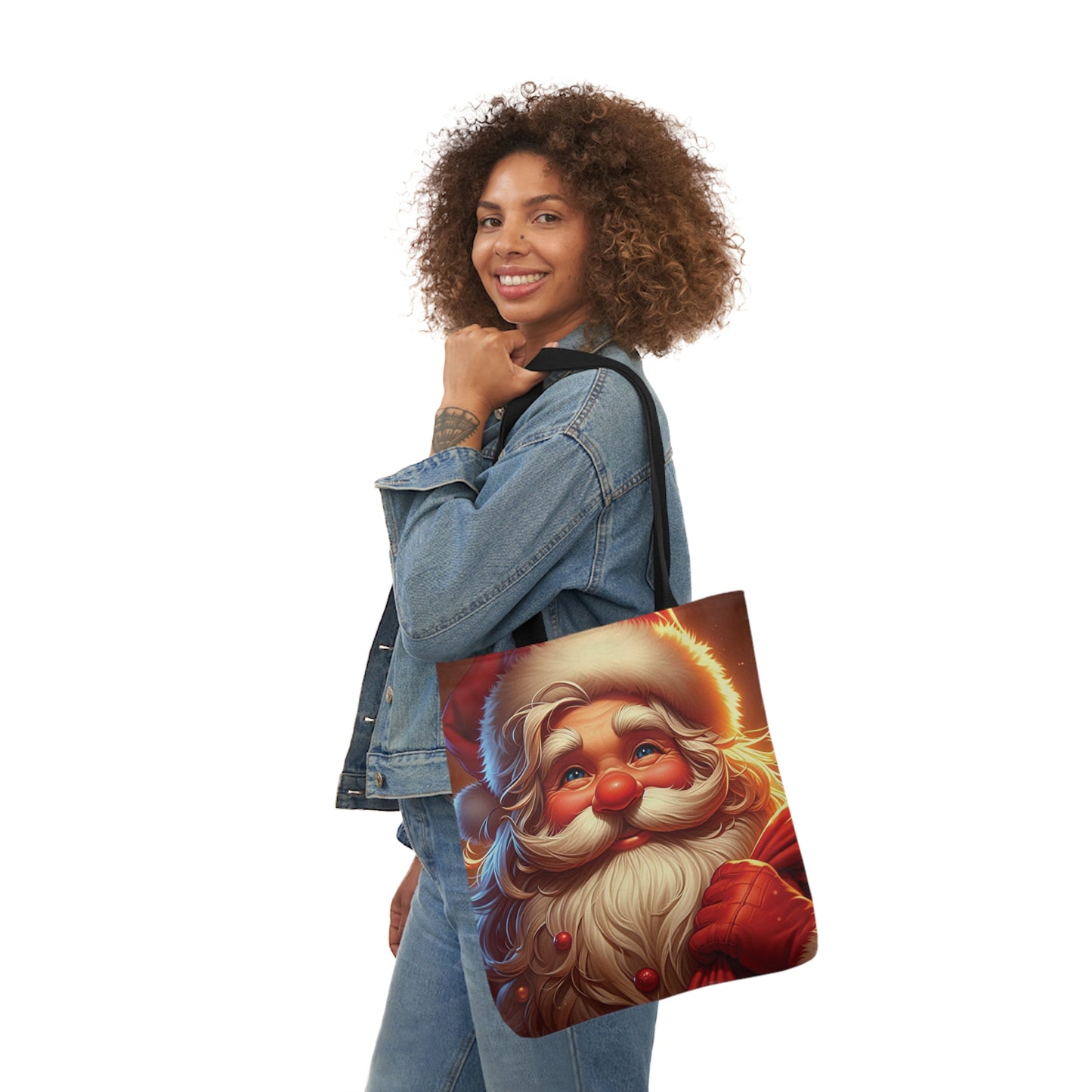 Jolly Saint Nick Christmas Santa Claus Shoulder Tote Bag