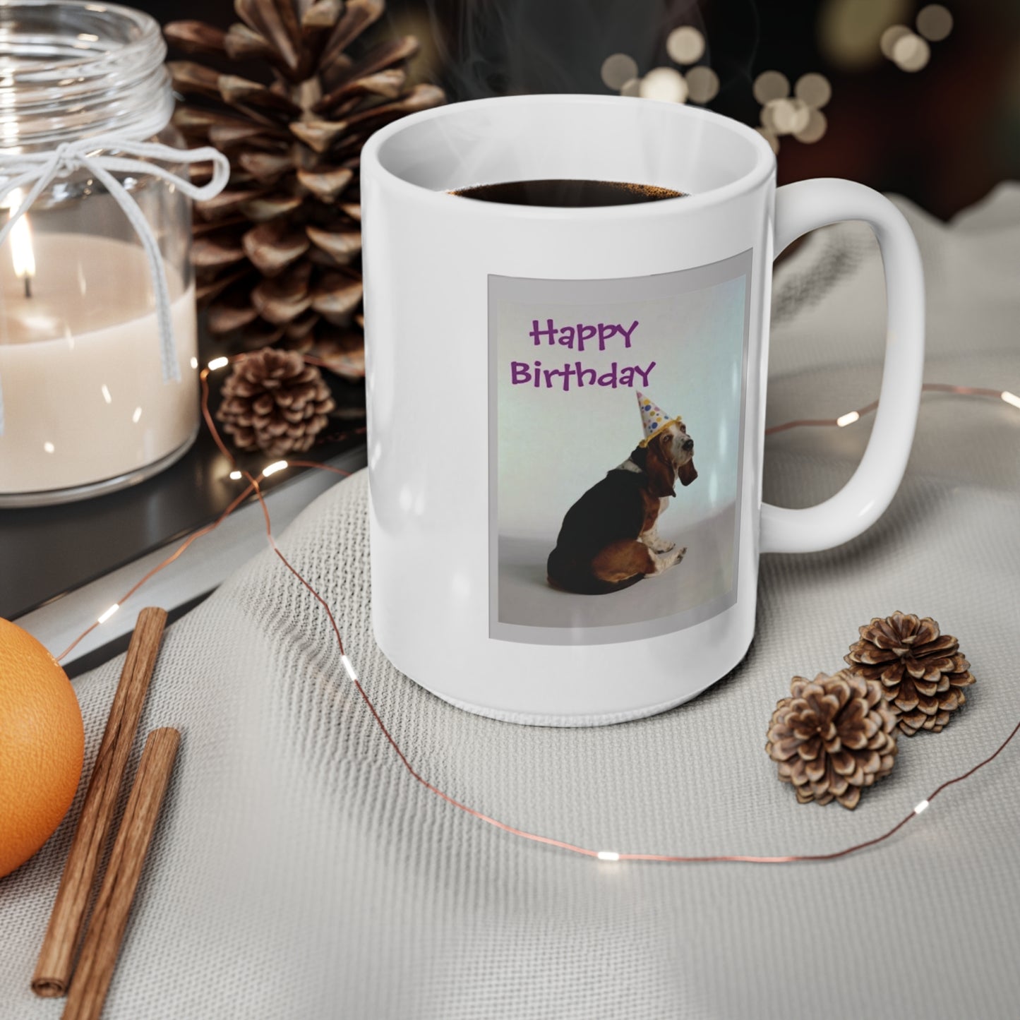 Happy Birthday Basset Dog Coffee Mug