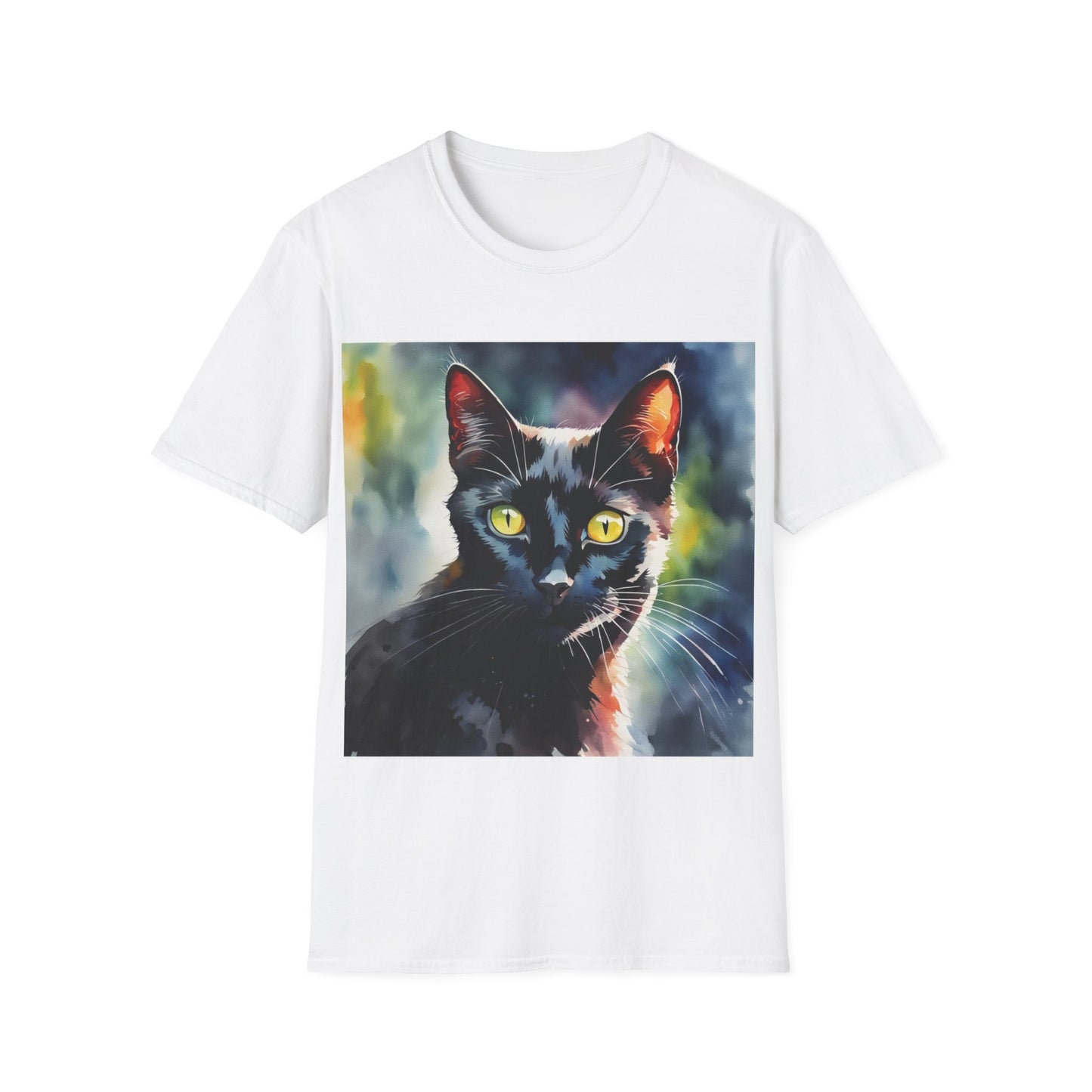 Black Cat Cute Watercolor T-Shirt