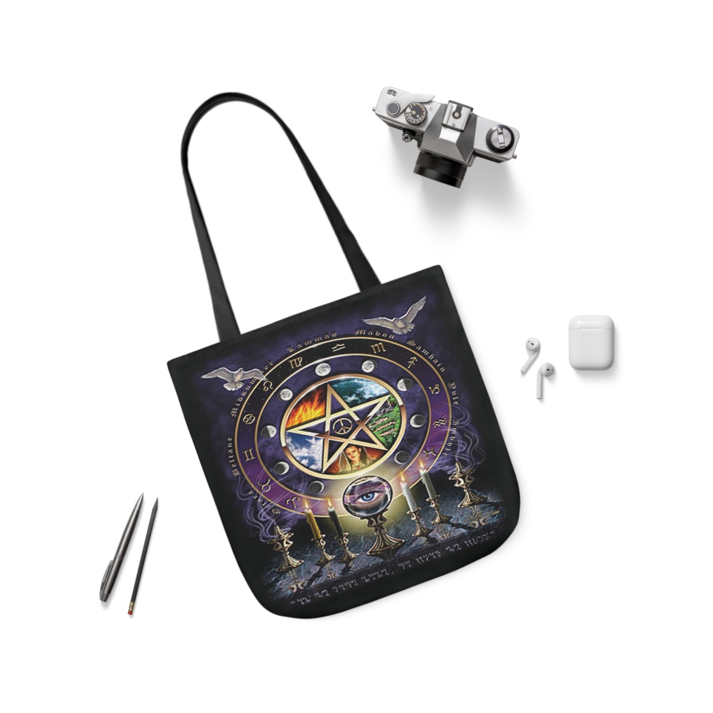 Witches Magical Altar Pentagram Shoulder Tote Bag