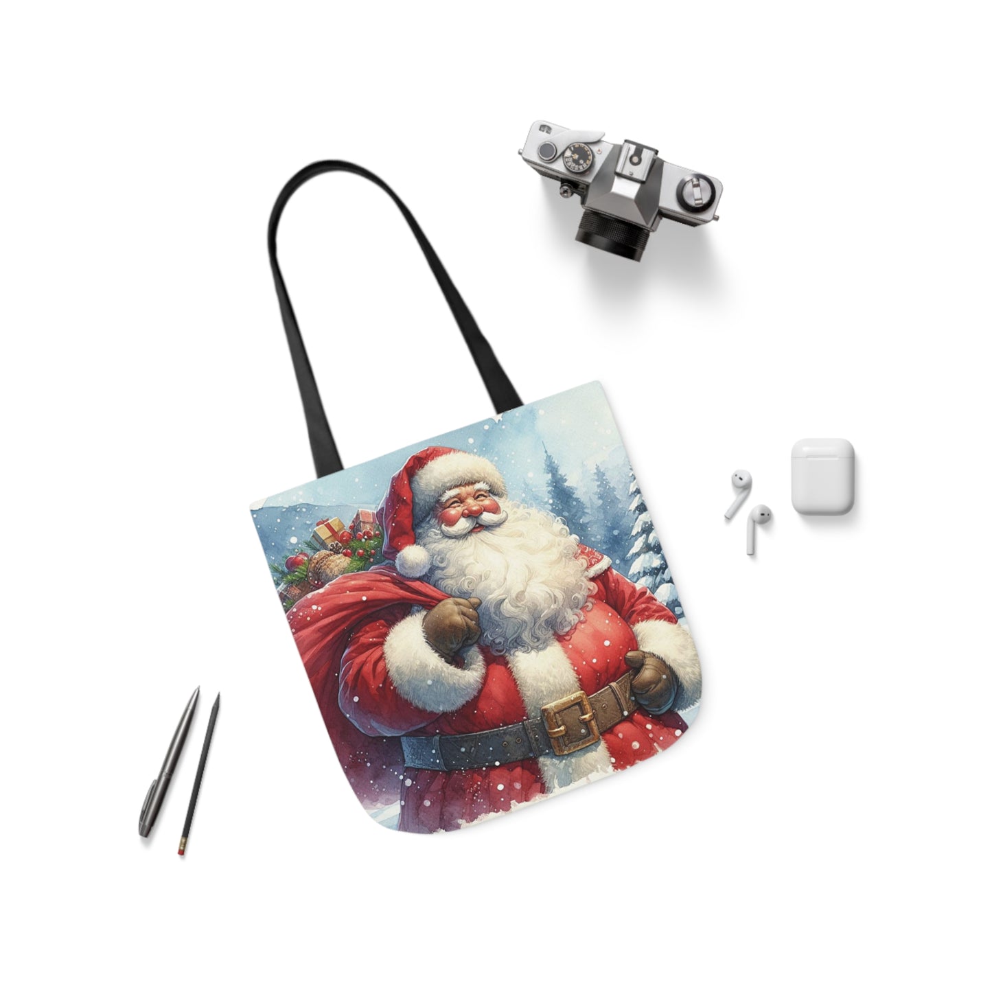 Santa Claus And Sack Of Gifts Watercolour Shoulder Tote Bag