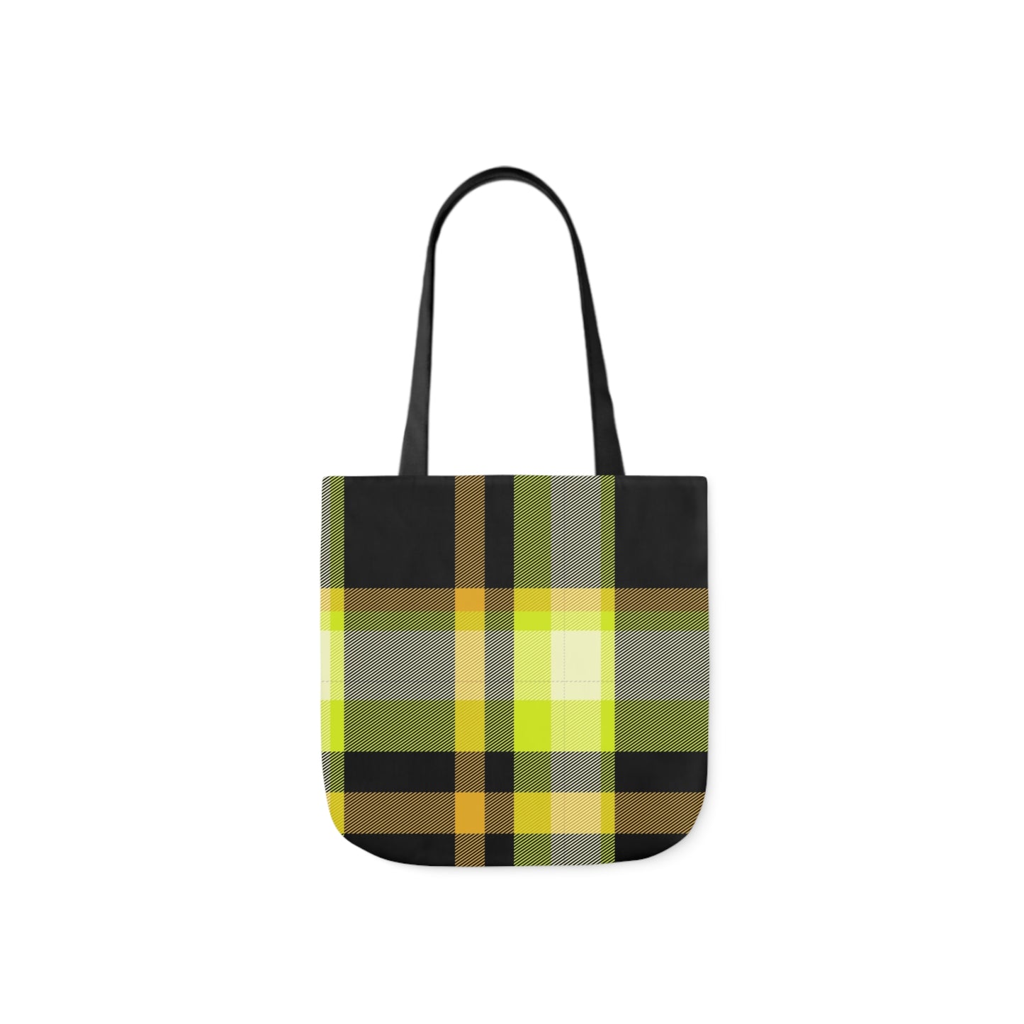 Black And Yellow Tartan Pattern Shoulder Tote Bag