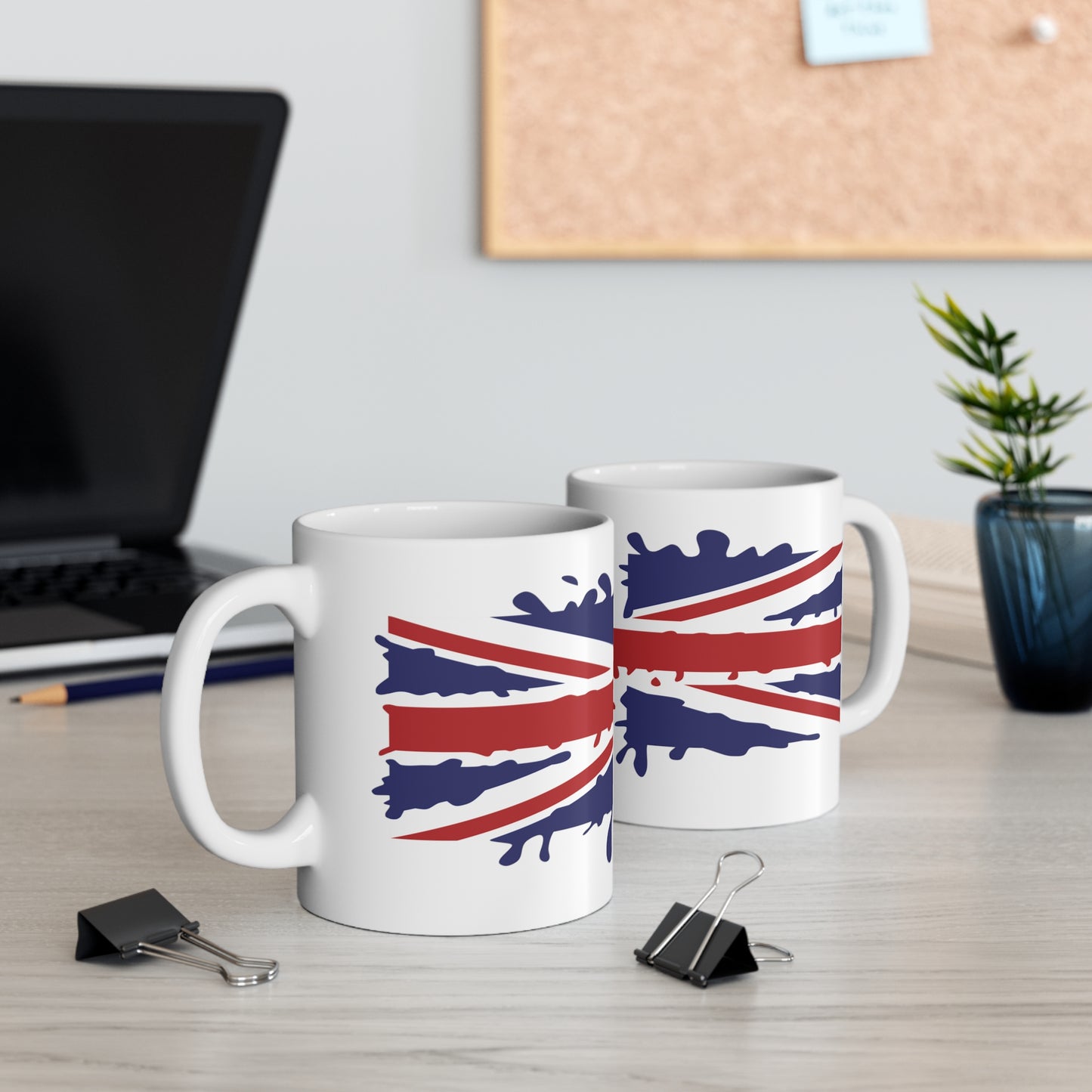 Union Jack Flag Paint Splat Wrap Around Coffee Mug