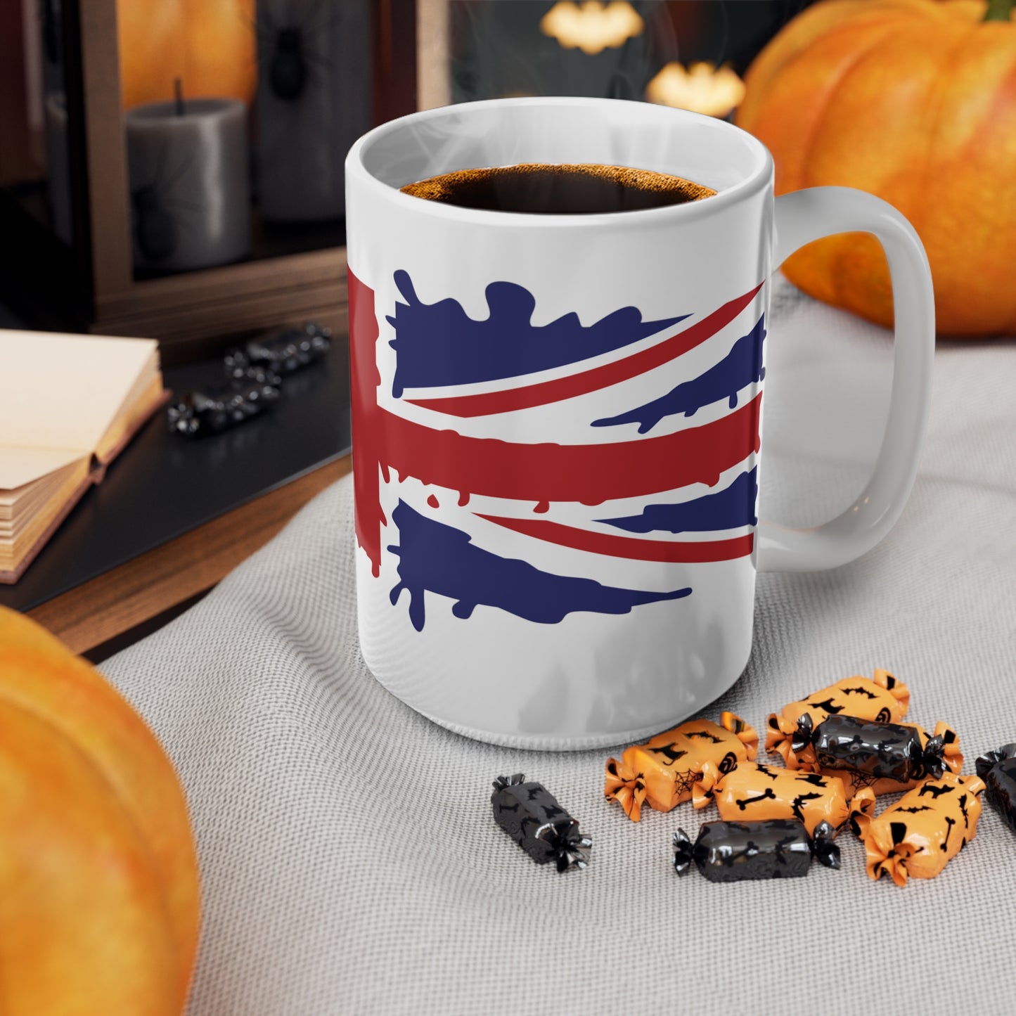 Union Jack Flag Paint Splat Wrap Around Coffee Mug