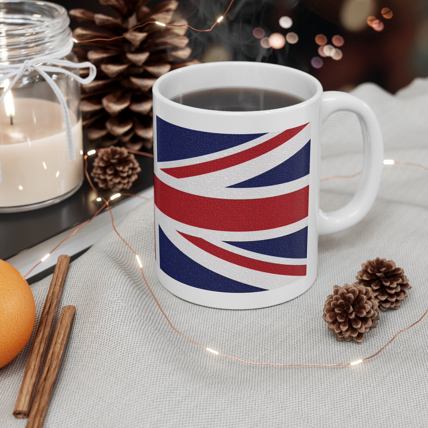 Union Jack Flag Mosaic Wrap Around Coffee Mug