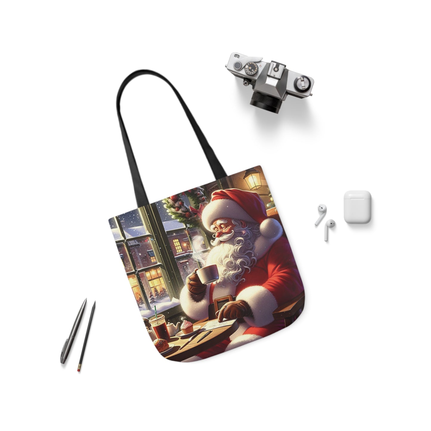 Santa Claus In Coffee Shop Shoulder Tote Bag