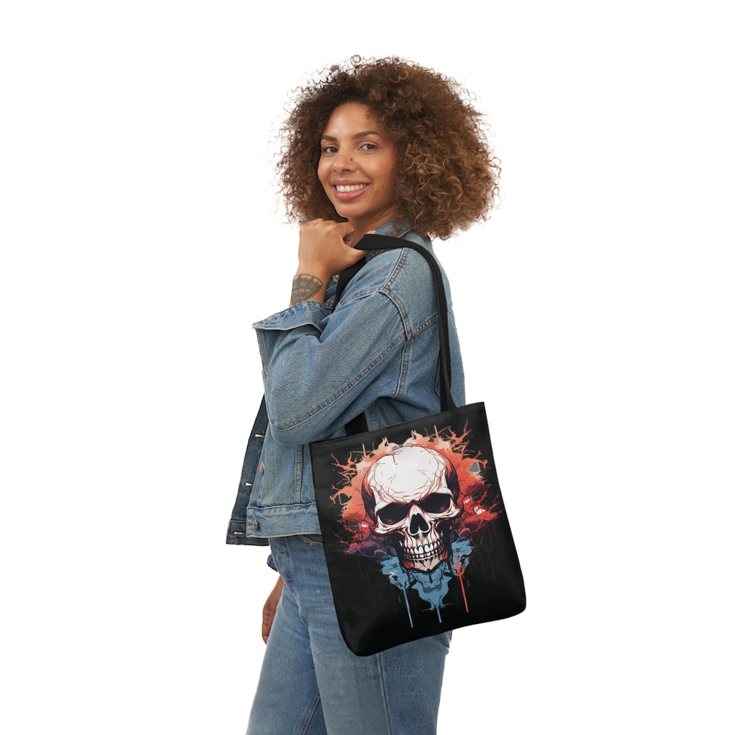 Skull Watercolour Painting Shoulder Tote Bag